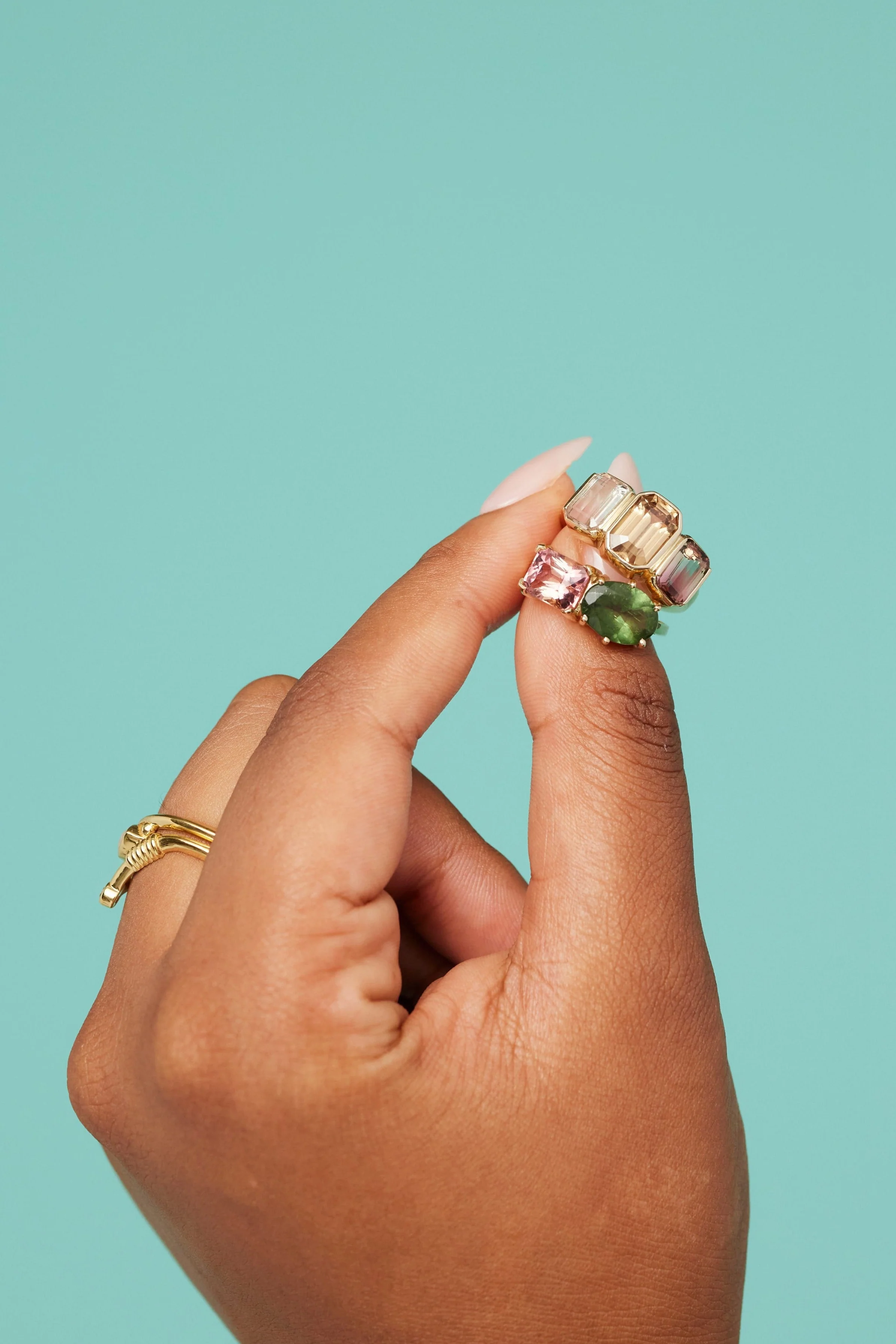 14k Yellow Gold Twin Cluster Ring - Image 3