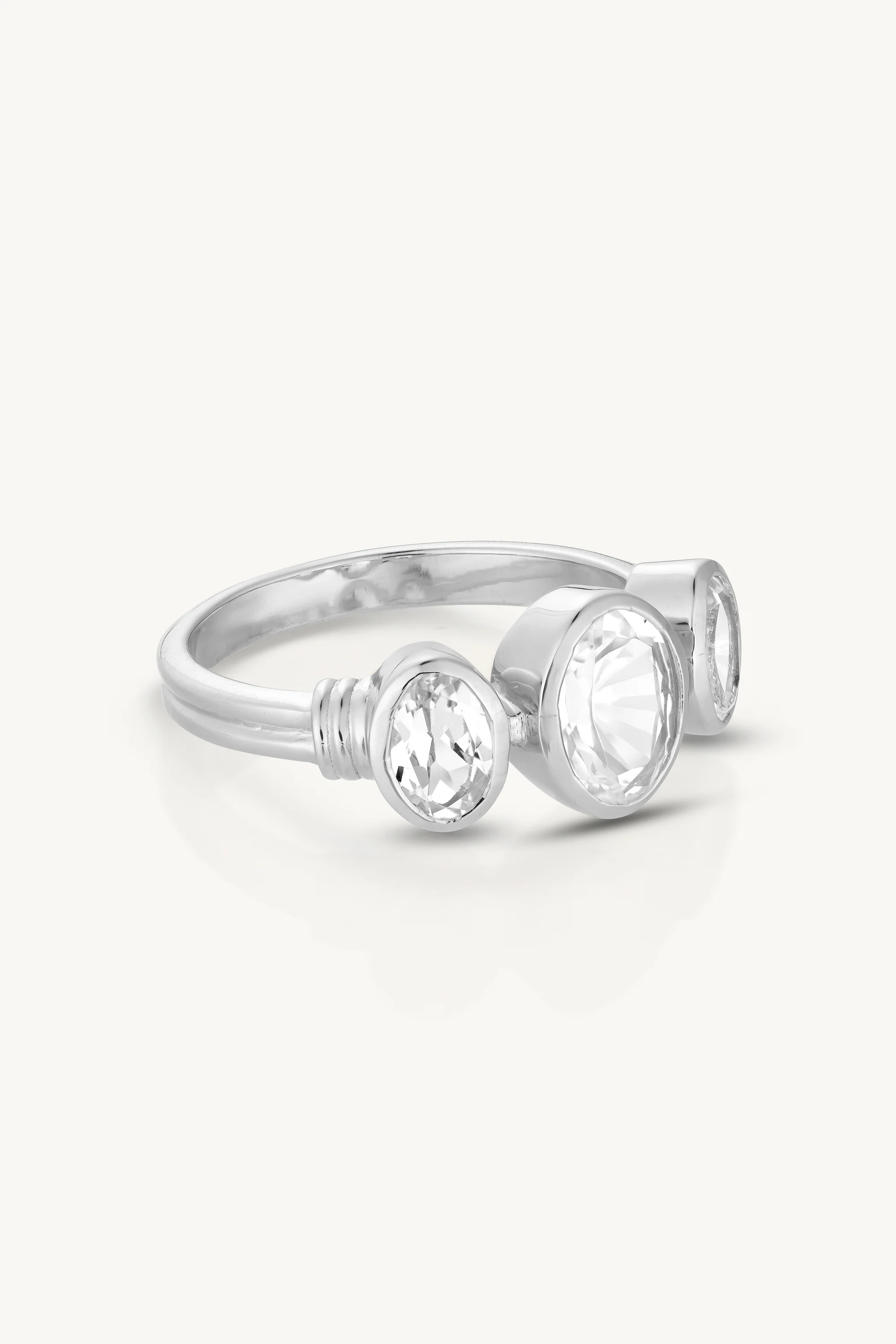 Trinity White Topaz Silver Ring - Image 3