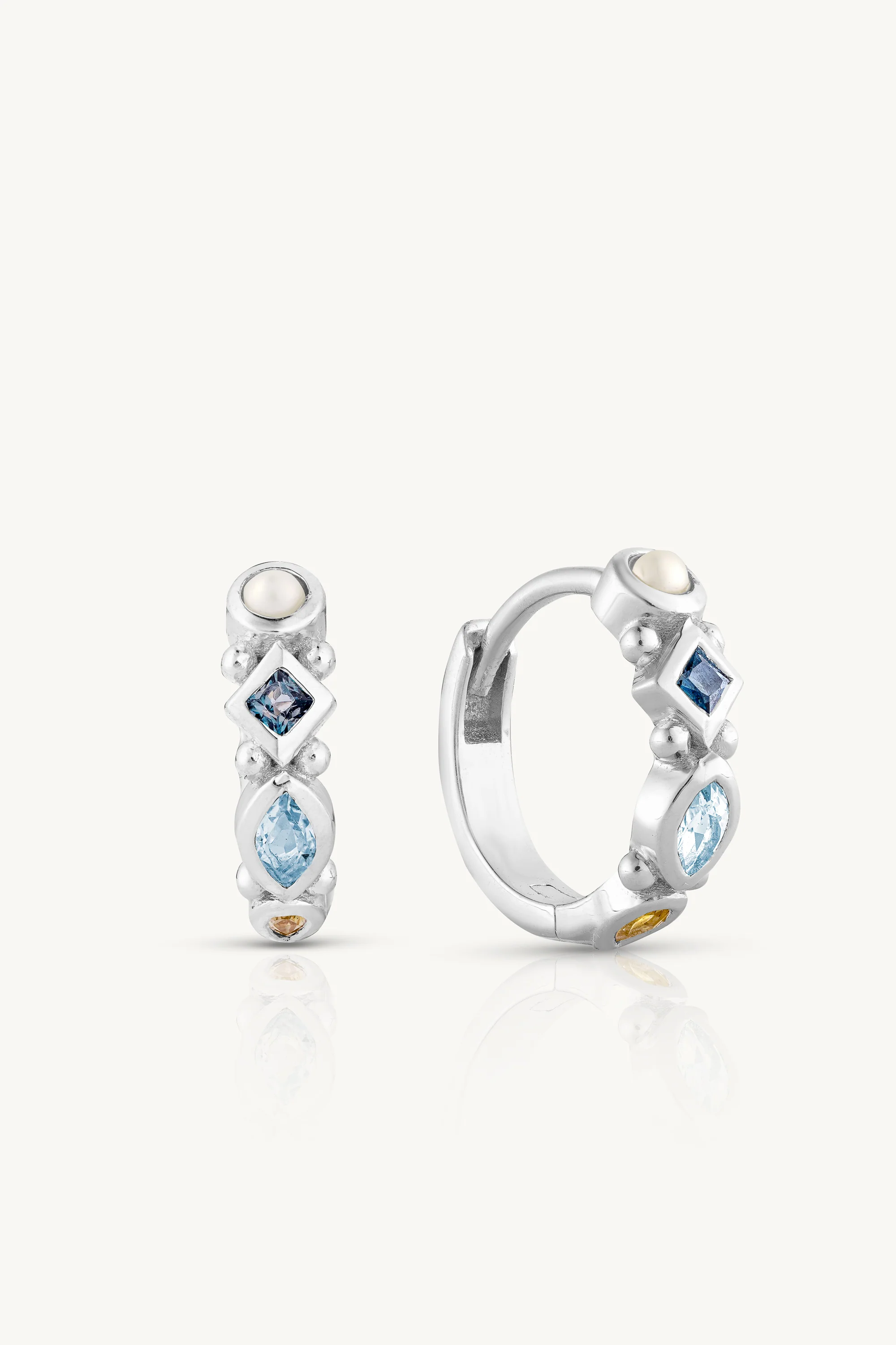 Alida Topaz Silver Huggies