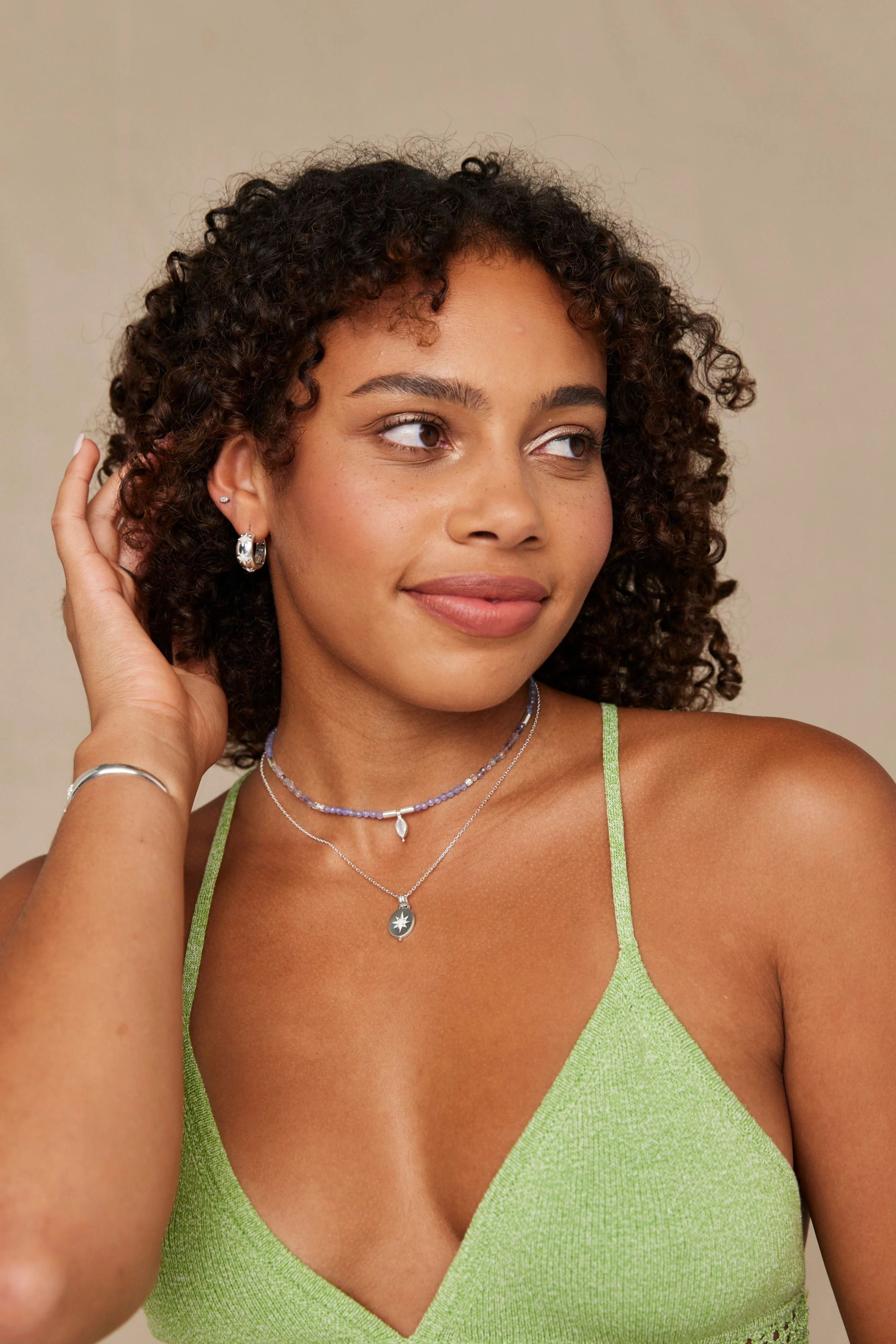 Alina Opal Silver Hoops - Image 4