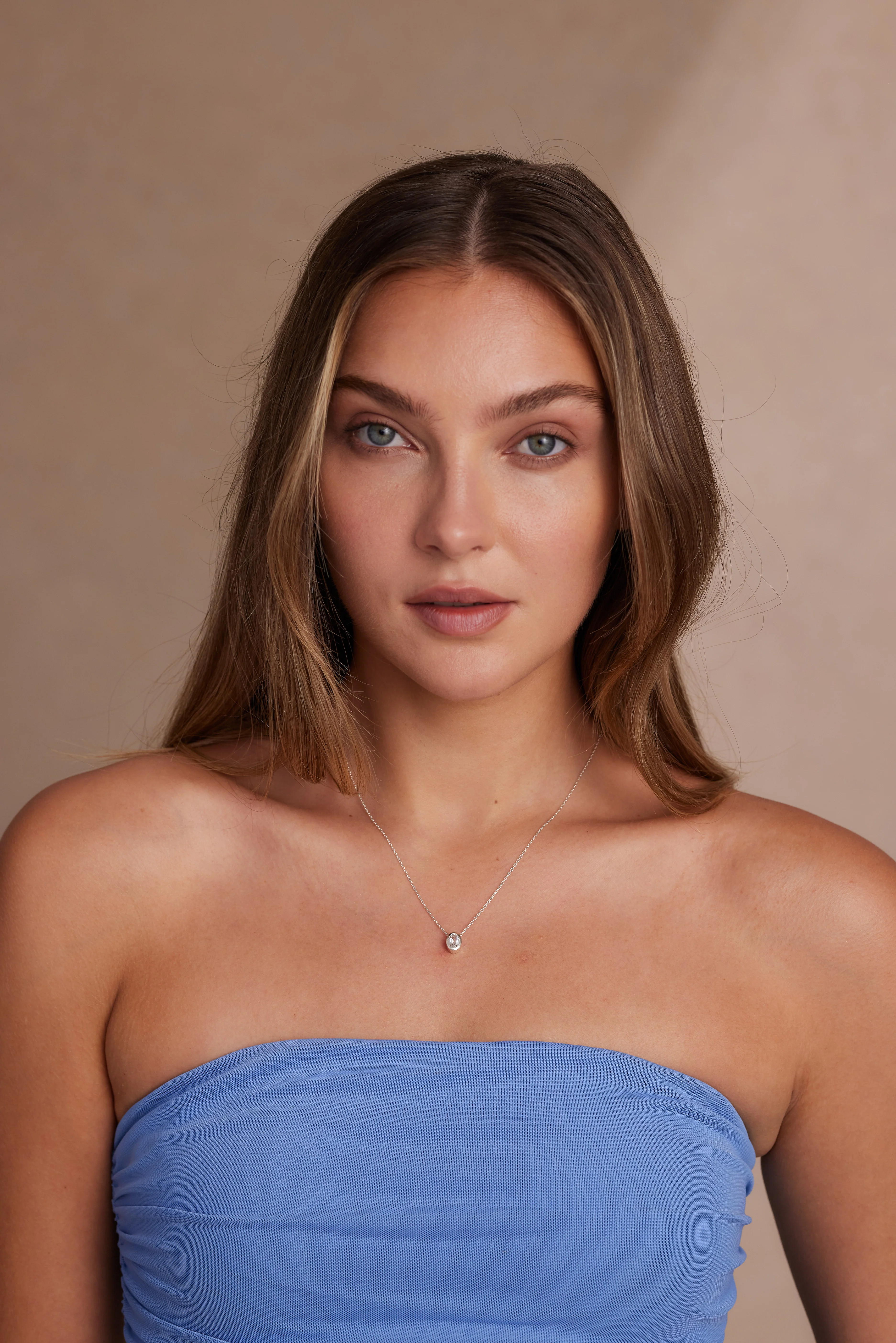 April Topaz Silver Oval Birthstone Necklace - Image 3