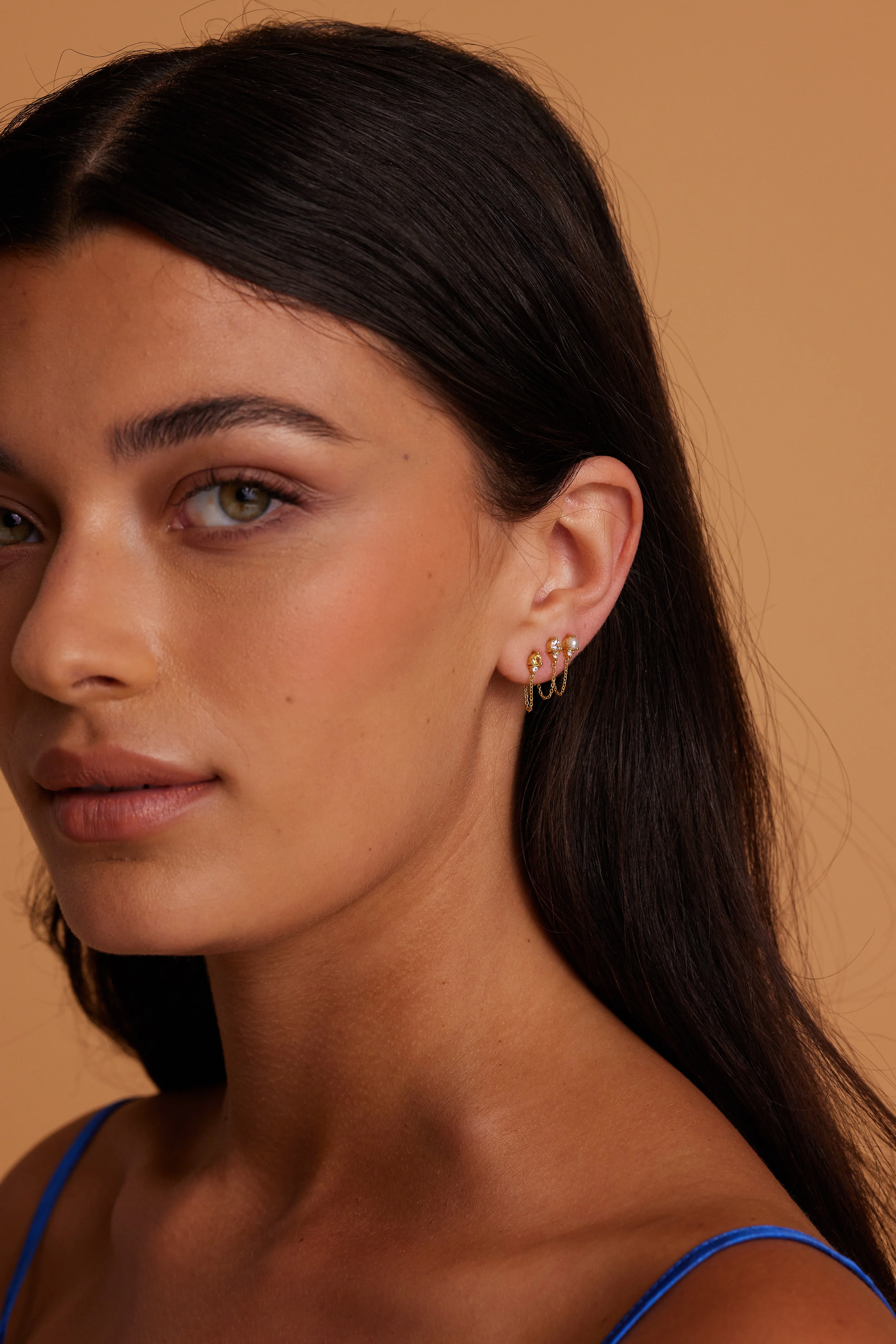 April Topaz Birthstone Gold Stud - Image 3