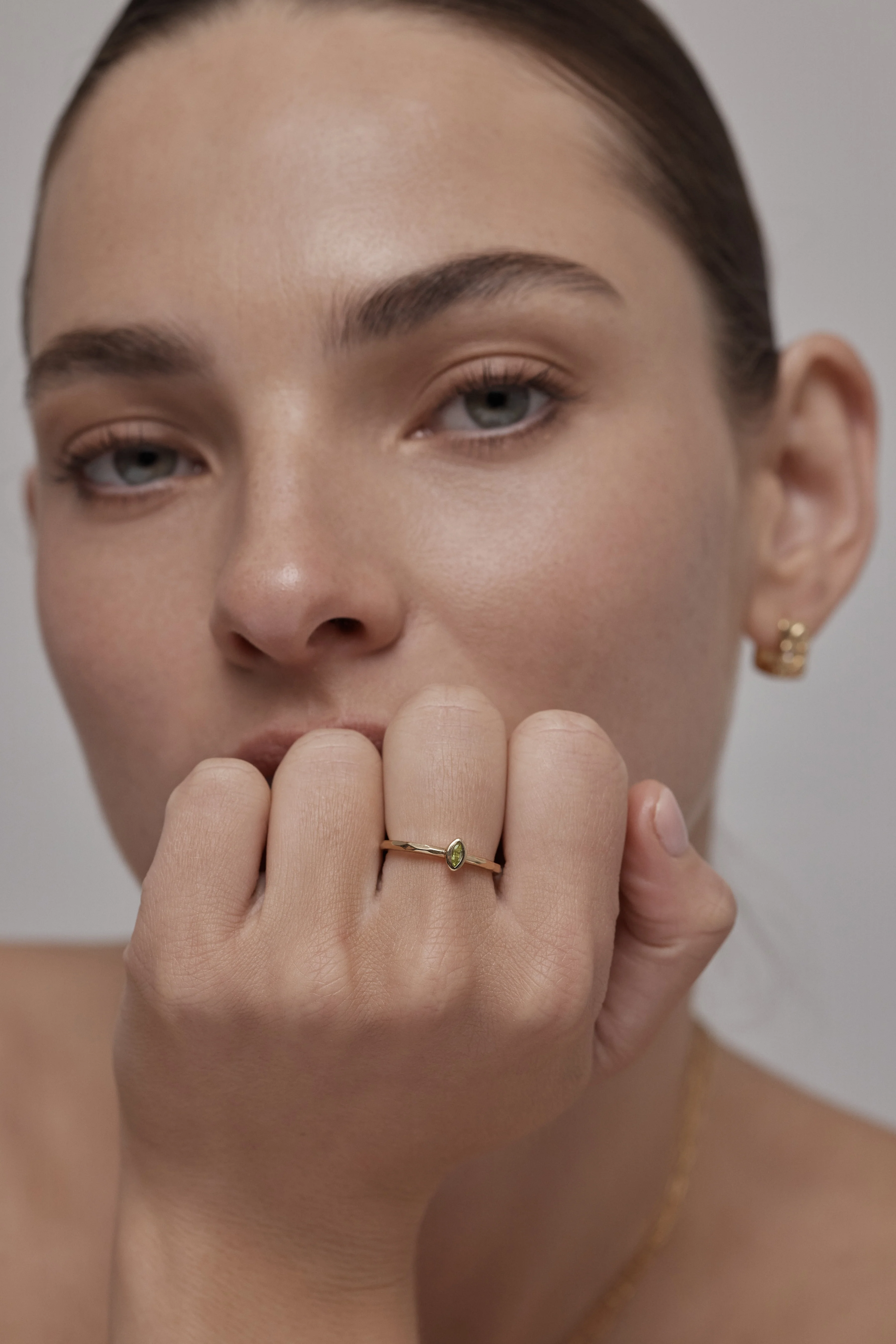 Petite August Peridot Gold Stacker - Image 3