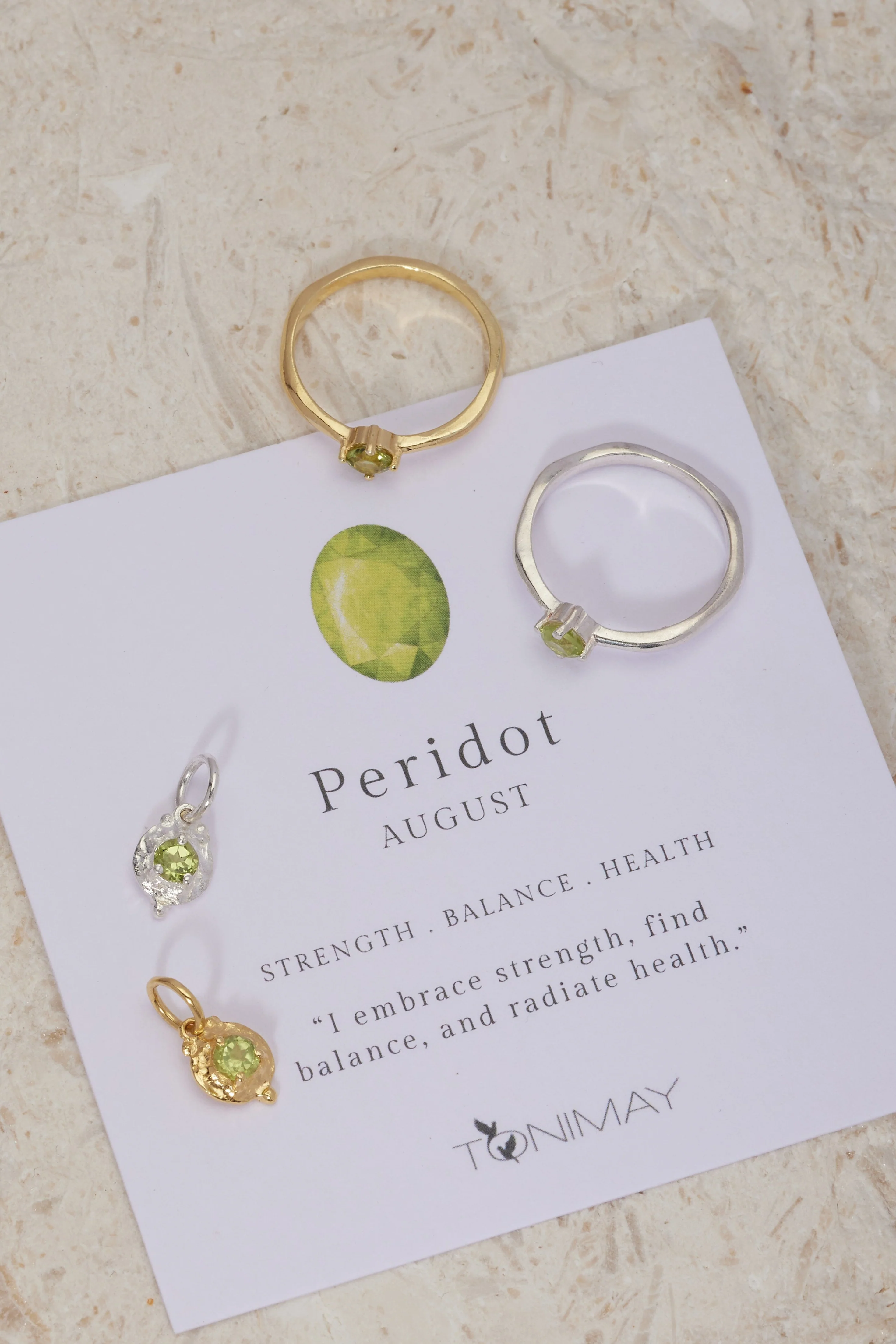 August Peridot Silver Birthstone Ring - Image 3