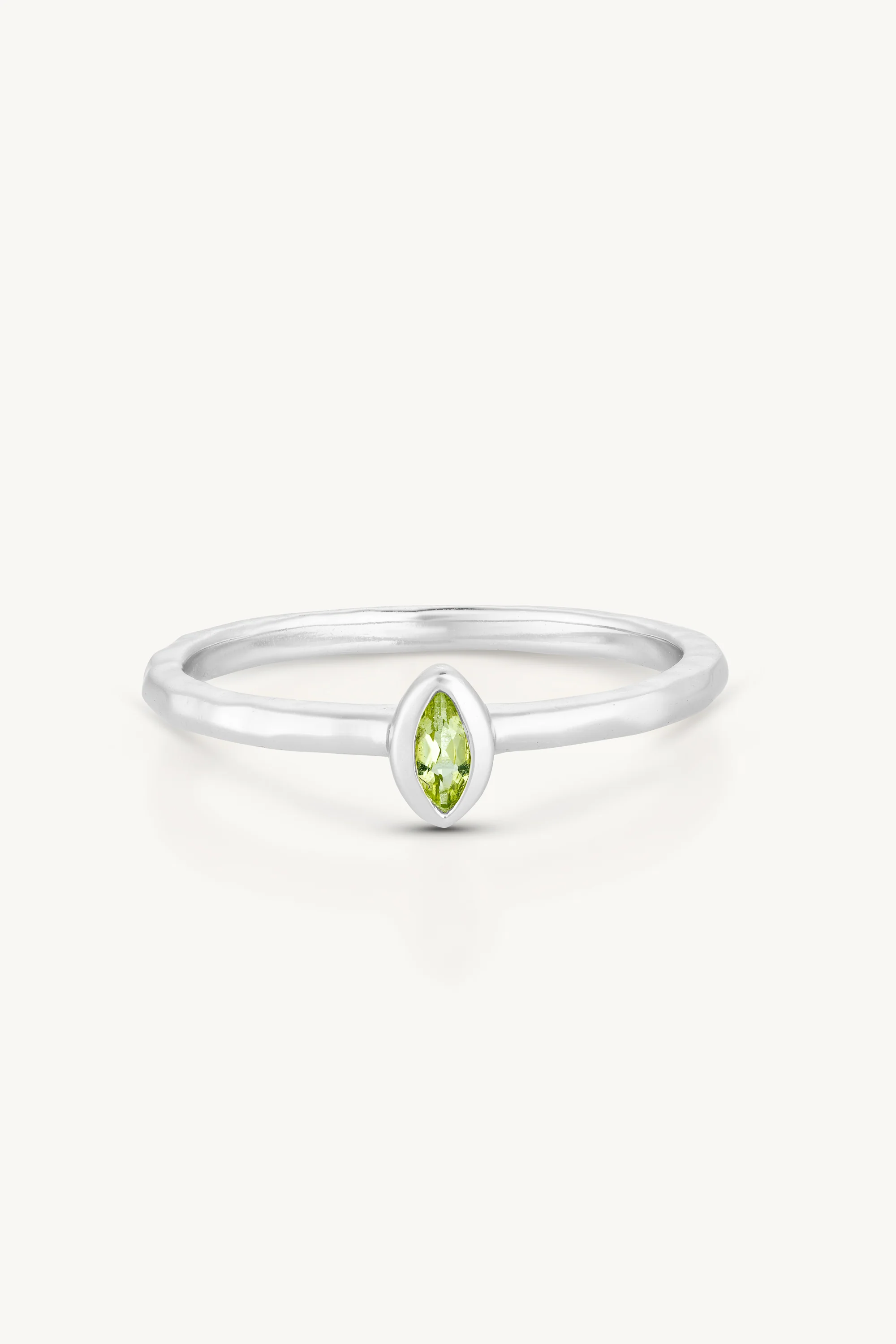 Petite August Peridot Silver Stacker