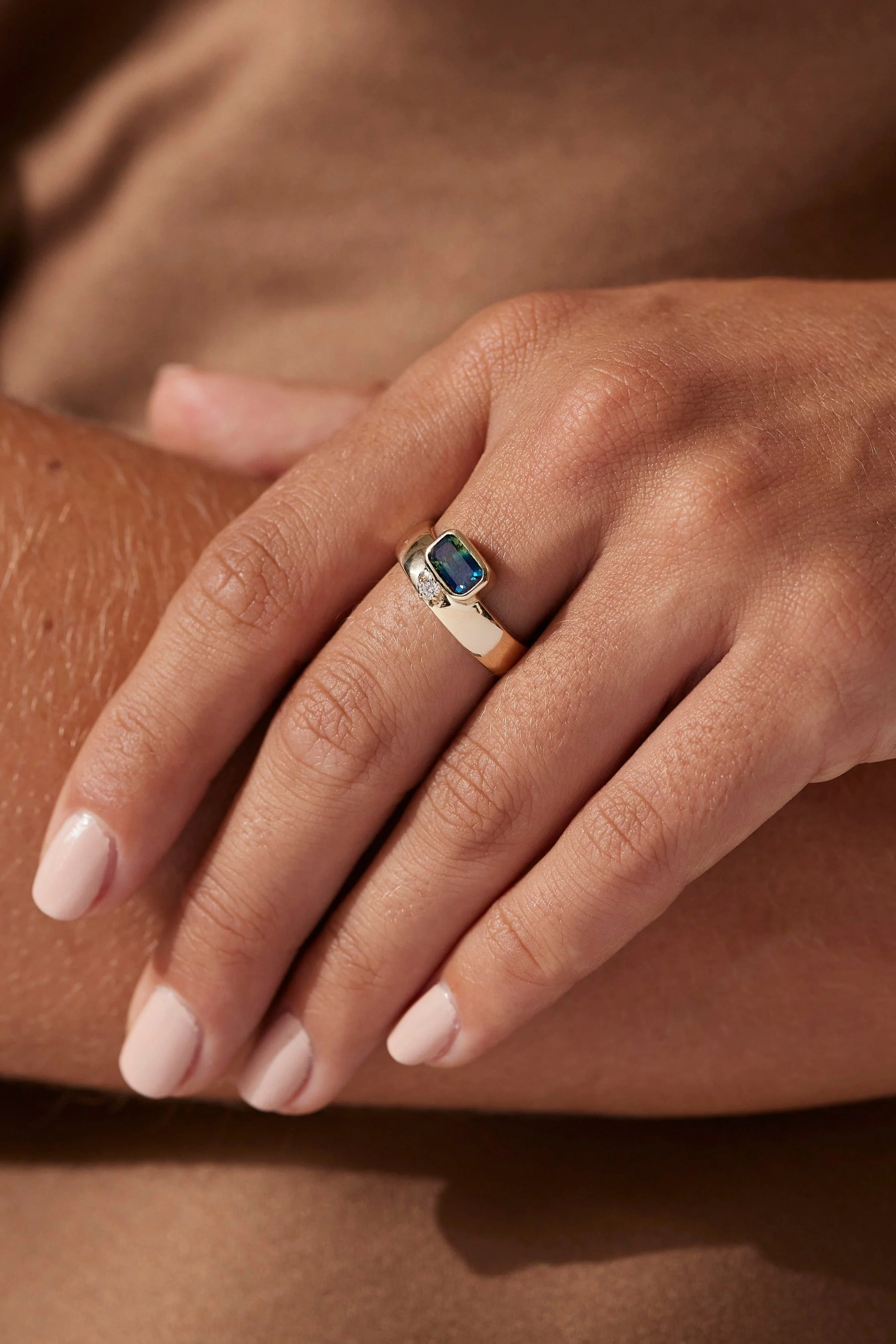 Azure Sapphire 14K Yellow Gold Band - Image 2
