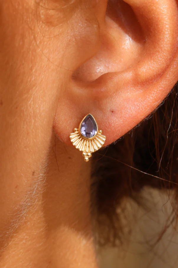 Venus Iolite Gold Earrings - Image 2