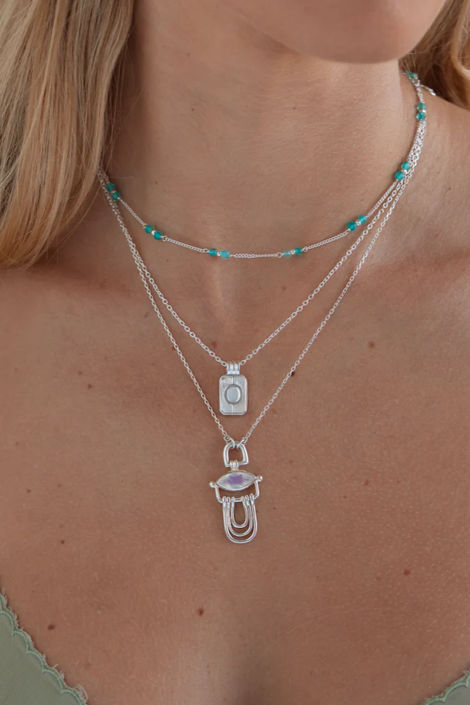 Beaded Apatite Silver Necklace - Image 3
