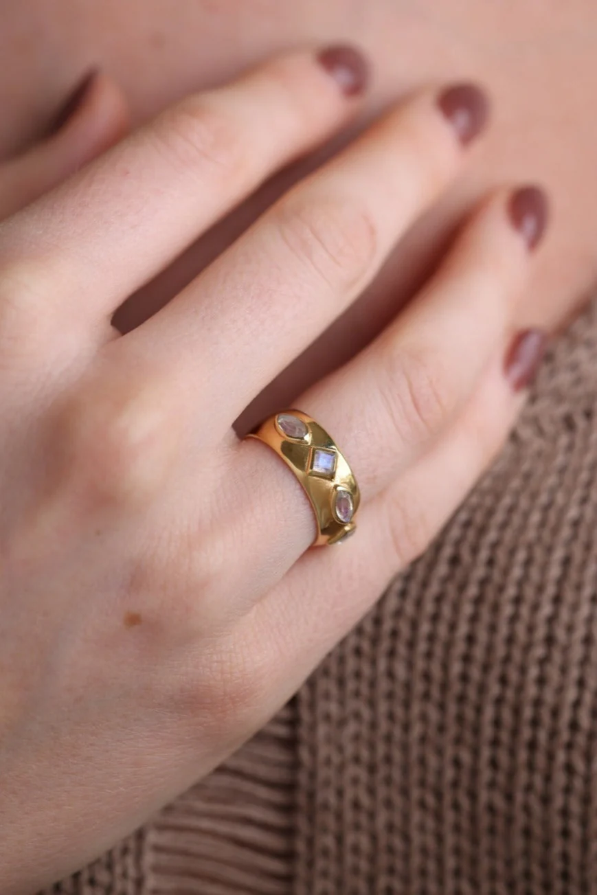 Coronet Moonstone Gold Ring - Image 2