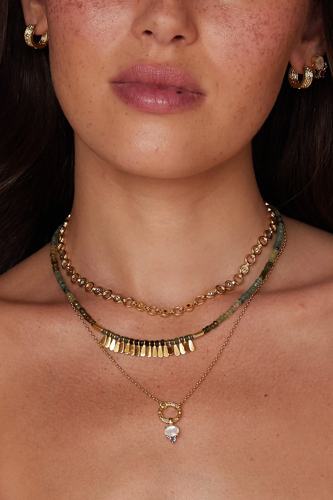 Ellipse Multistone Gold Necklace - Image 6