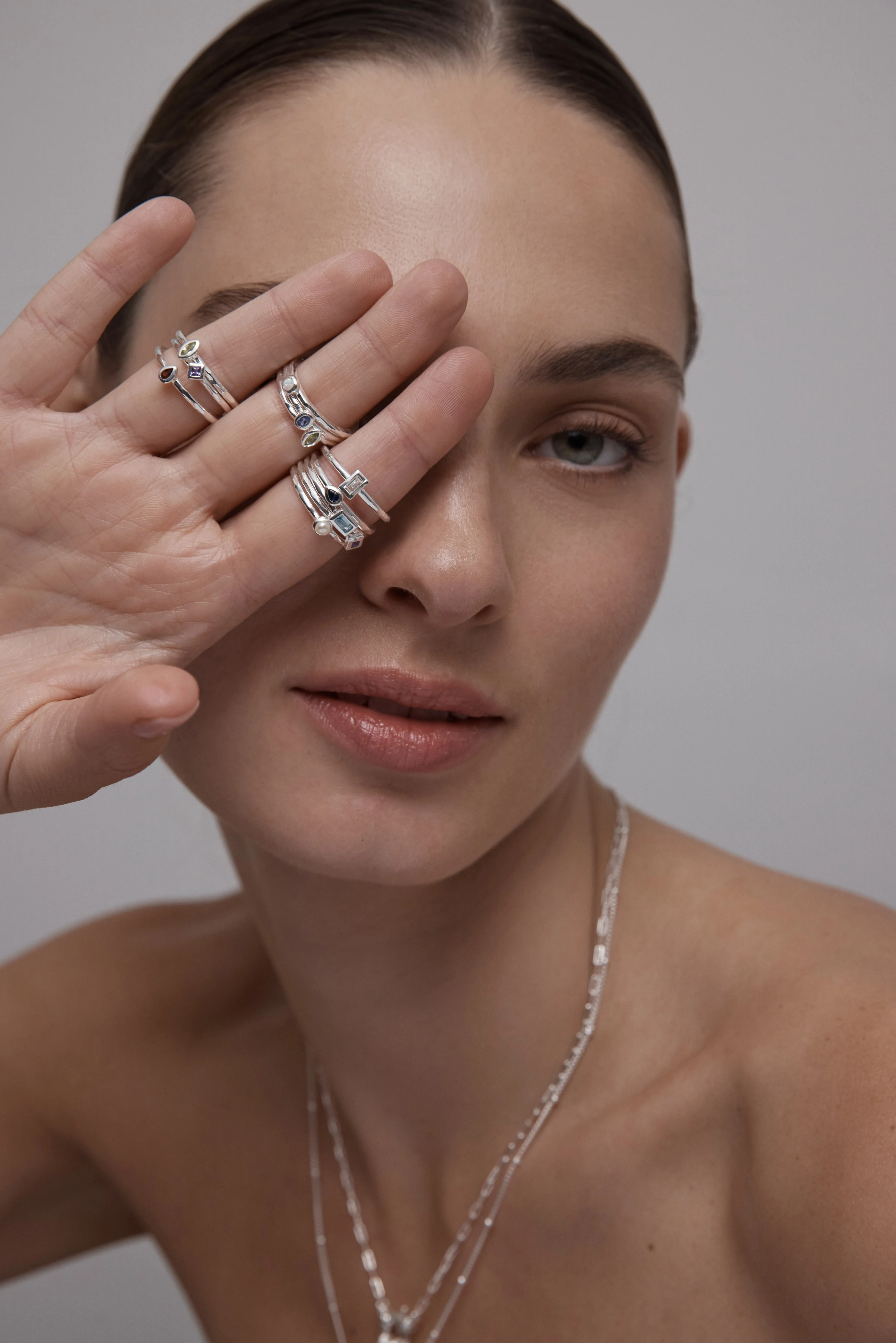 Petite February Amethyst Silver Stacker - Image 6