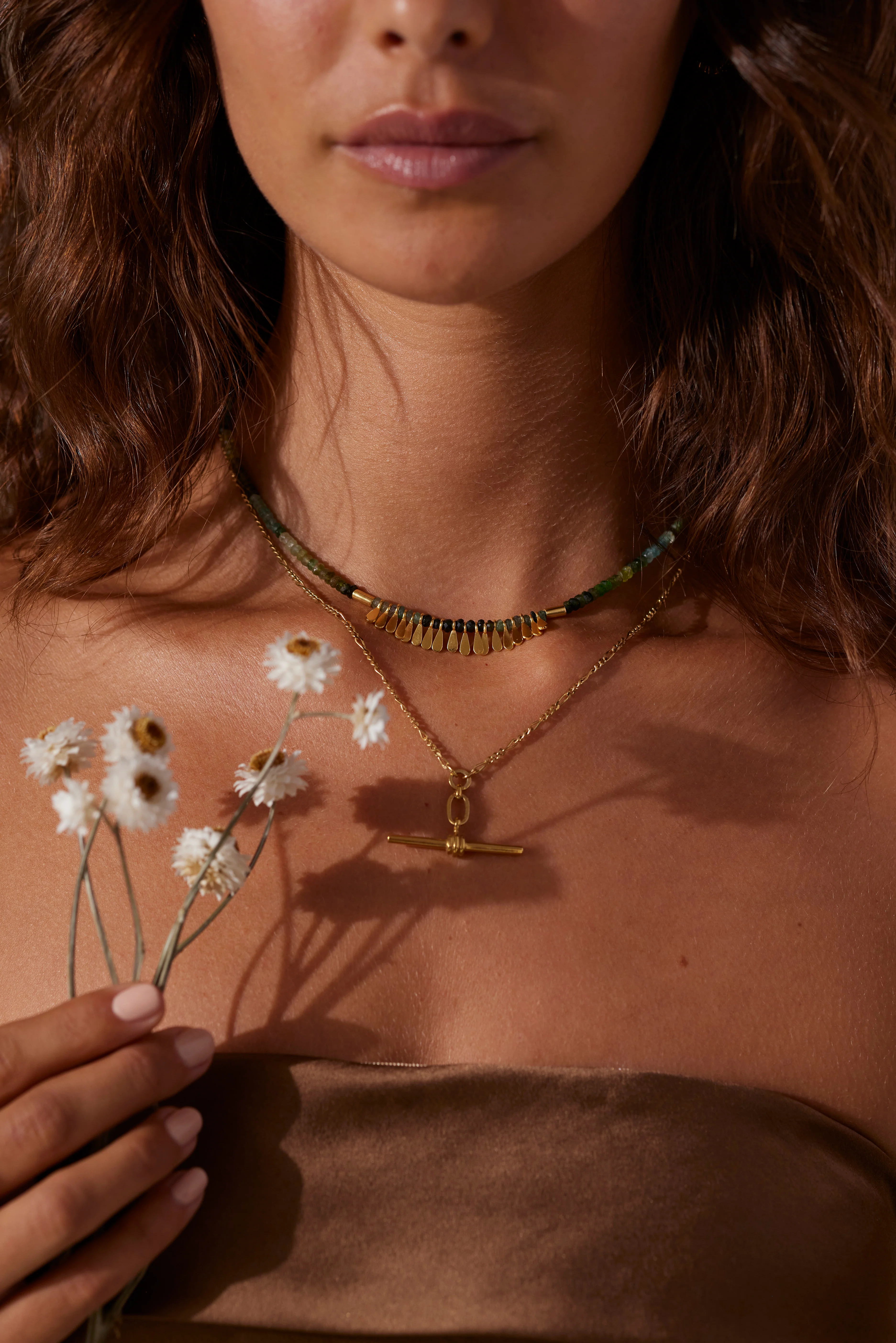 Flora Tourmaline Gold Tassel Necklace - Image 4
