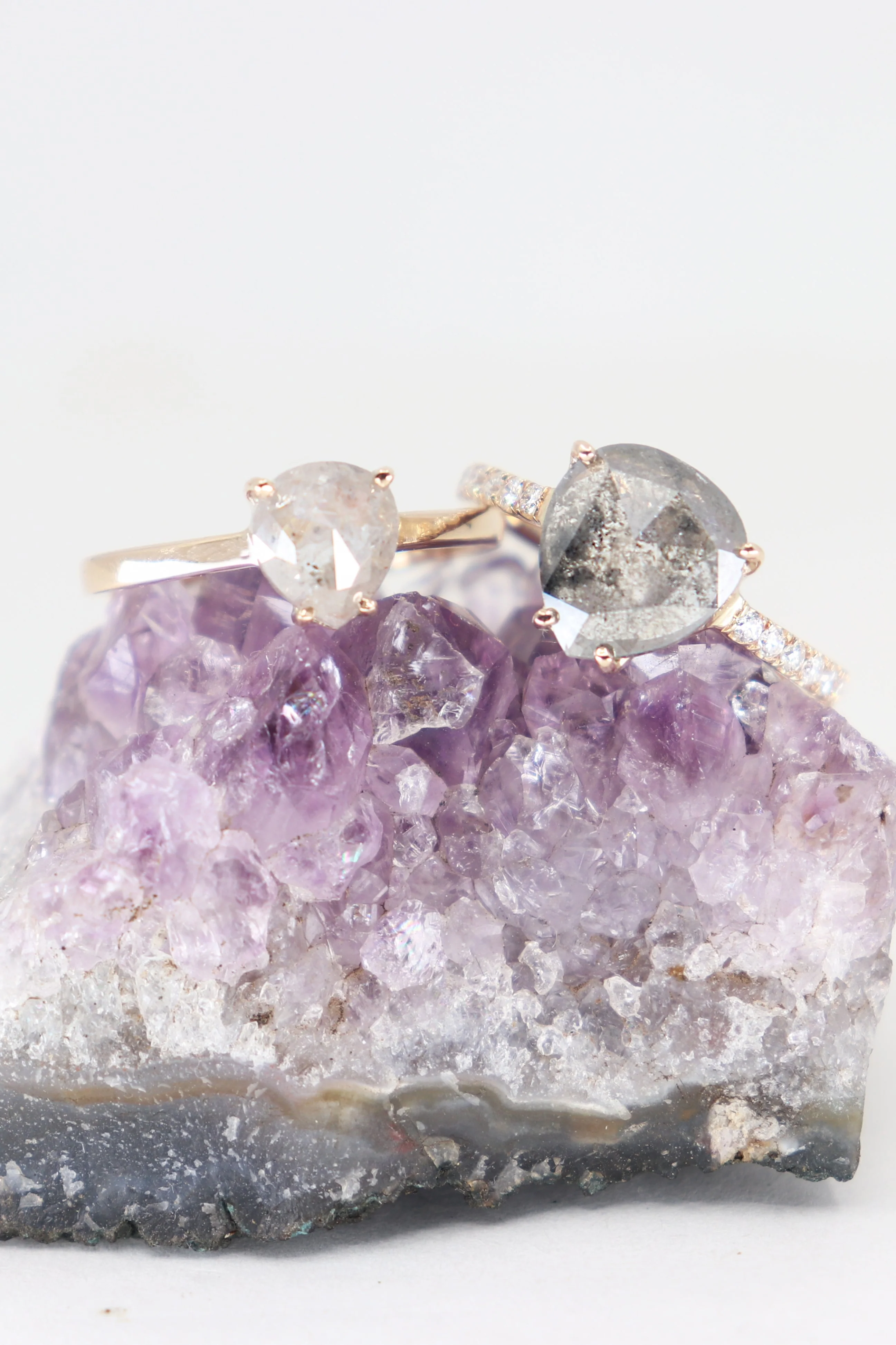 Grey Diamond and Pavé White Diamond Eternity Band - Image 5