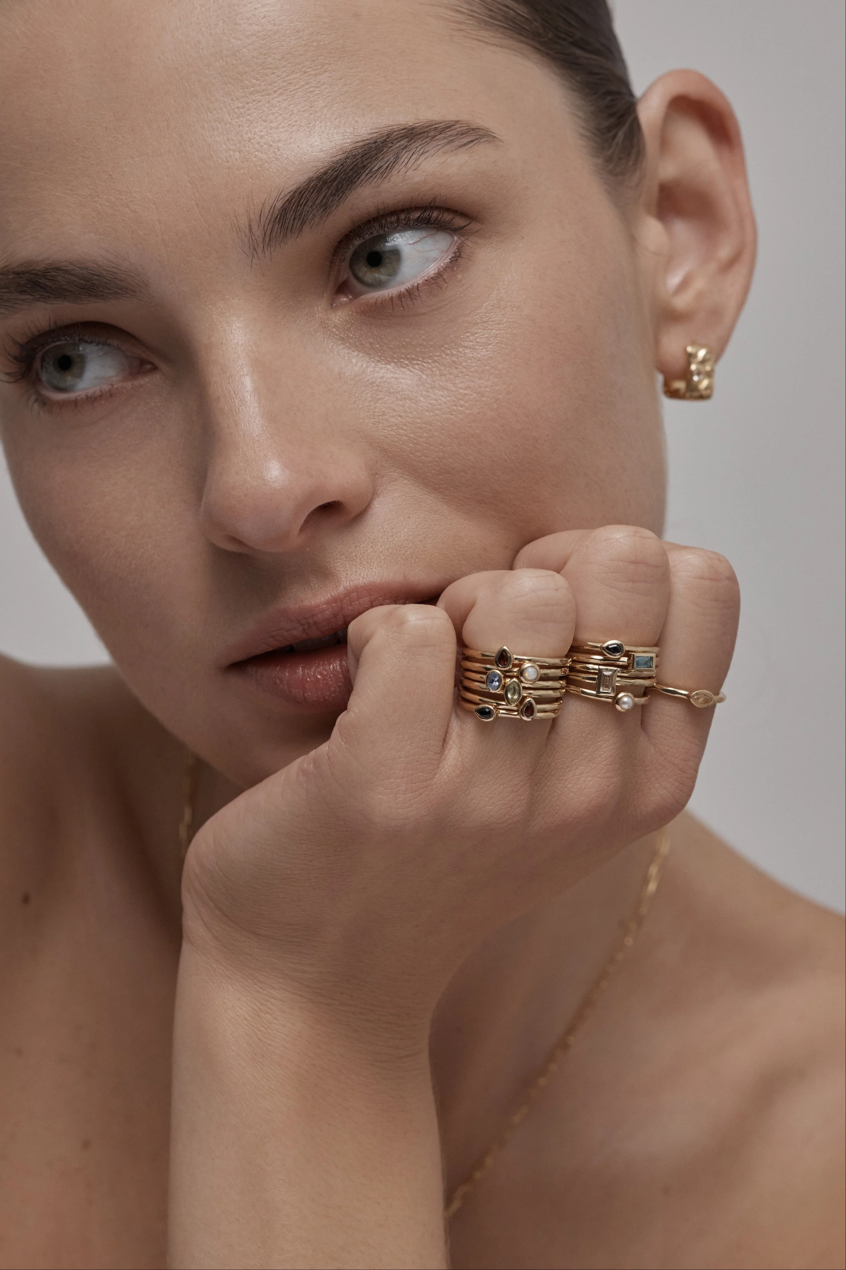 Petite January Garnet Gold Stacker - Image 6
