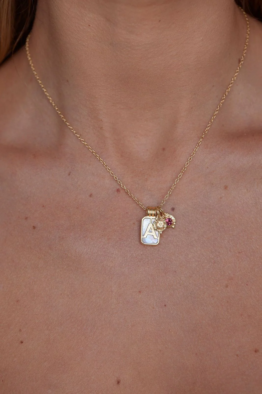 January Garnet Silver Birthstone Necklace Charm - Image 3