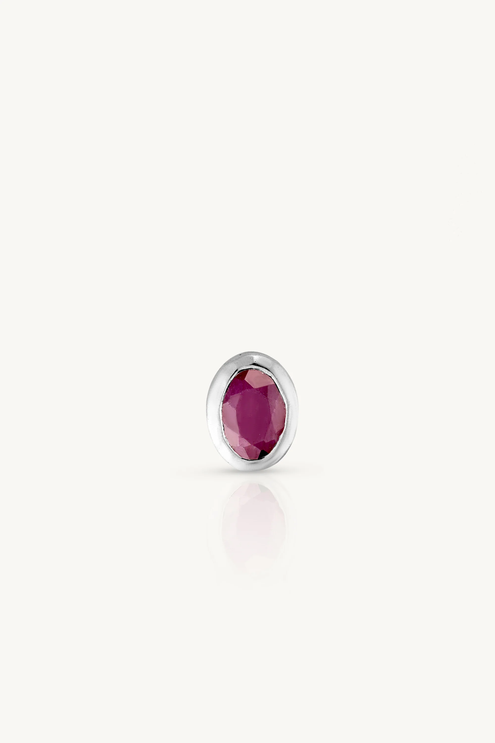 July Ruby Silver Birthstone Oval Charm