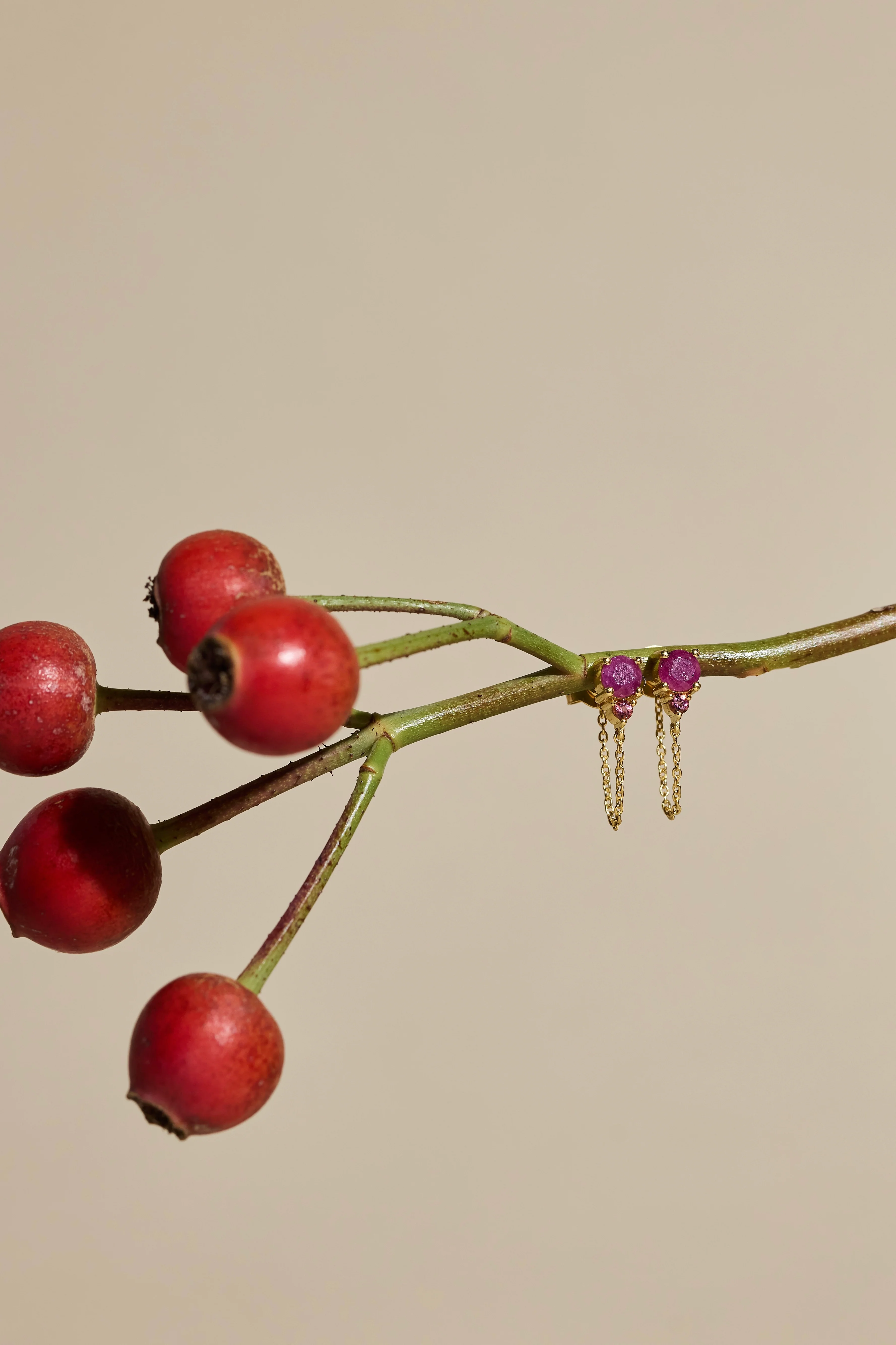 July Ombre Ruby Birthstone Gold Stud - Image 3