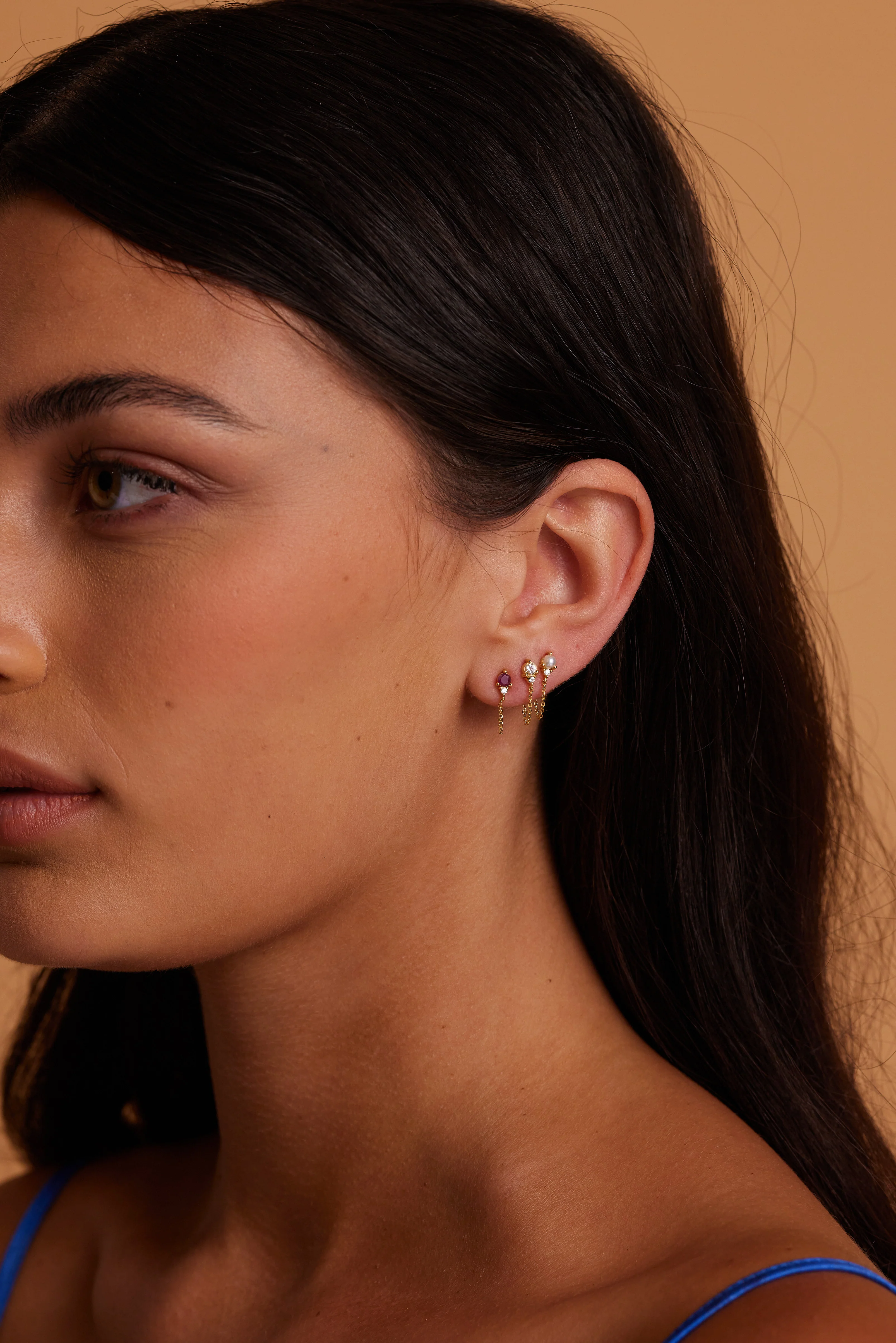 July Ruby Birthstone Gold Stud - Image 2