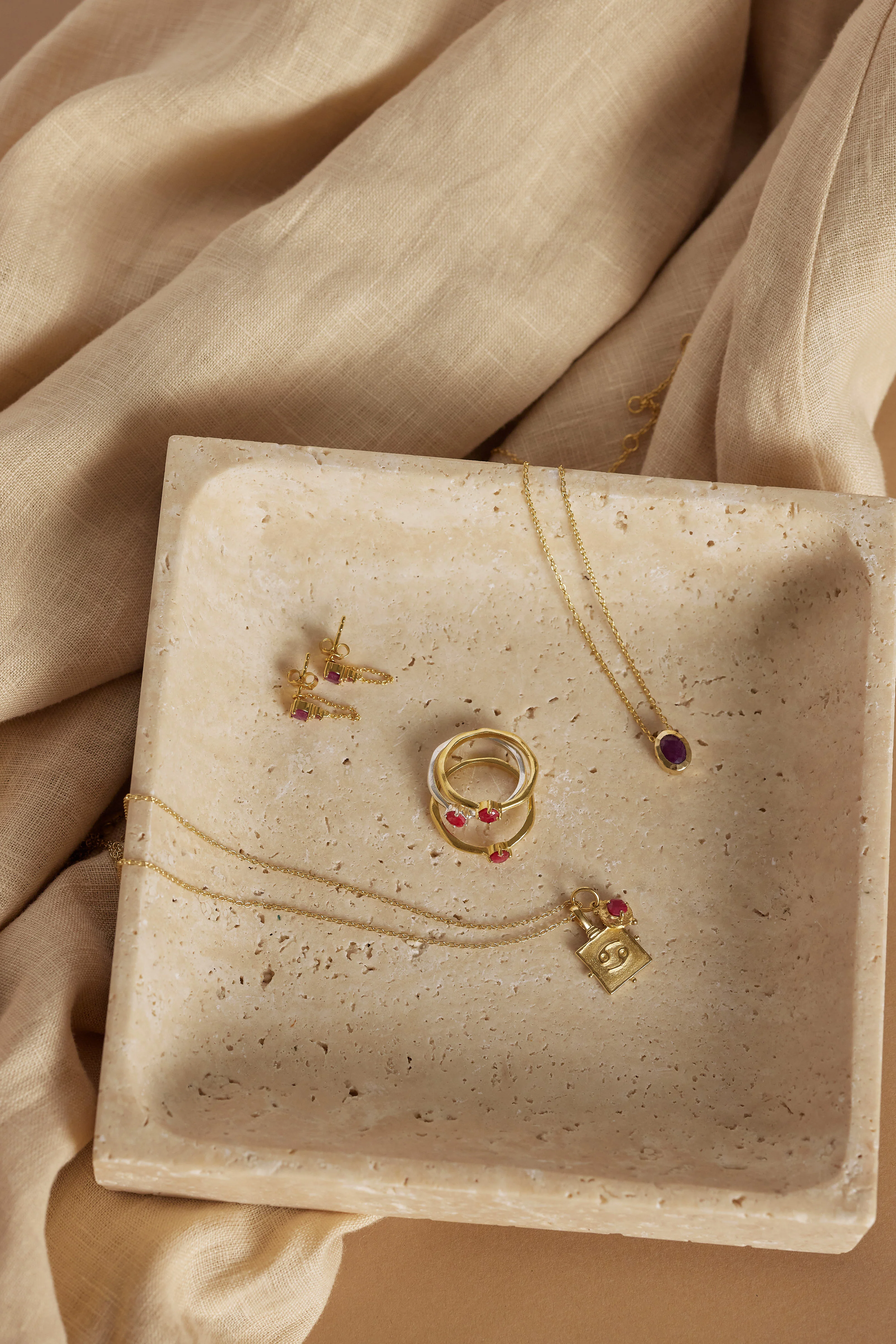 July Ruby Gold Birthstone Necklace Charm - Image 3