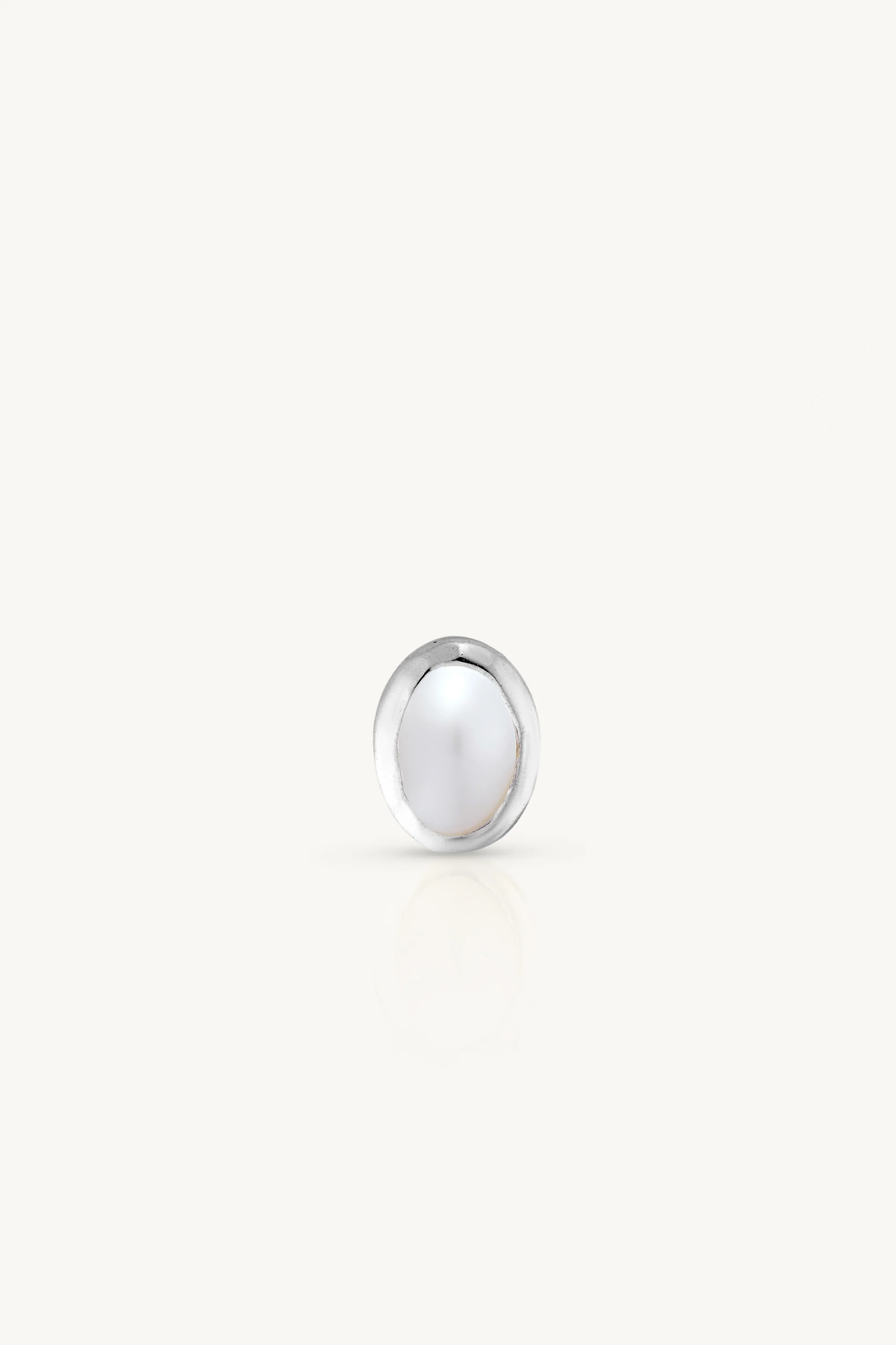June Pearl Silver Birthstone Oval Charm
