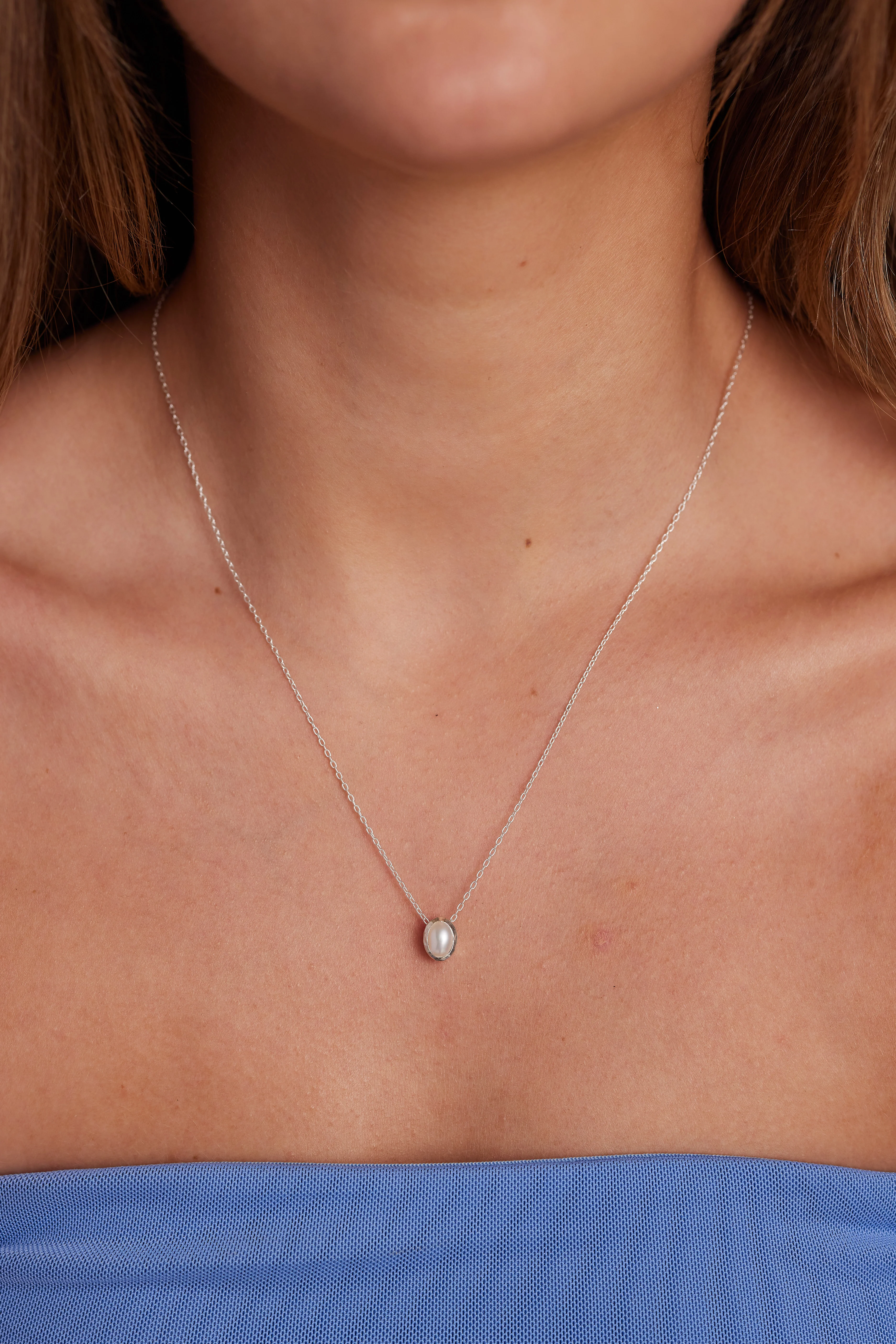 June Pearl Silver Birthstone Oval Charm - Image 2