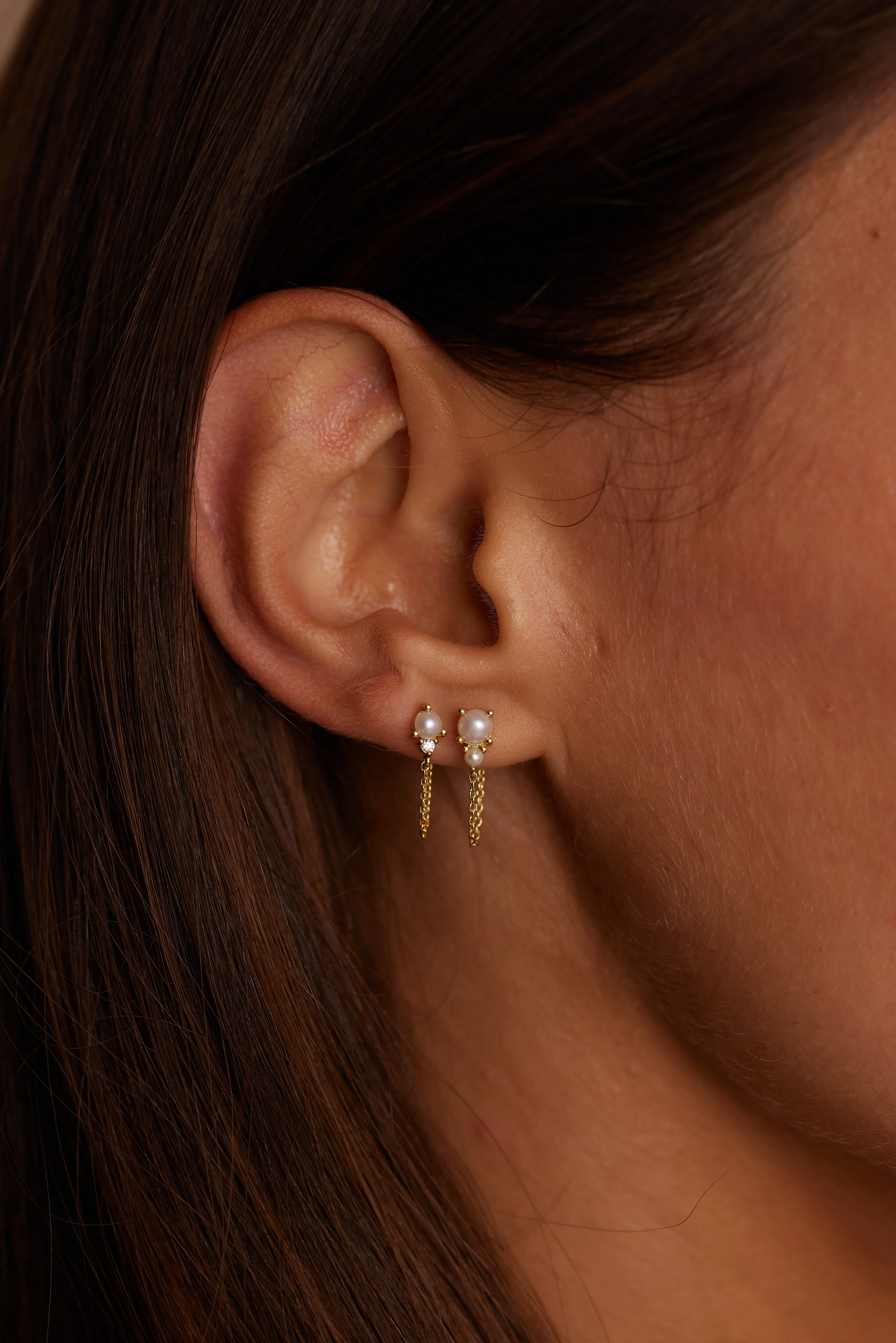 June Pearl Birthstone Gold Stud - Image 2