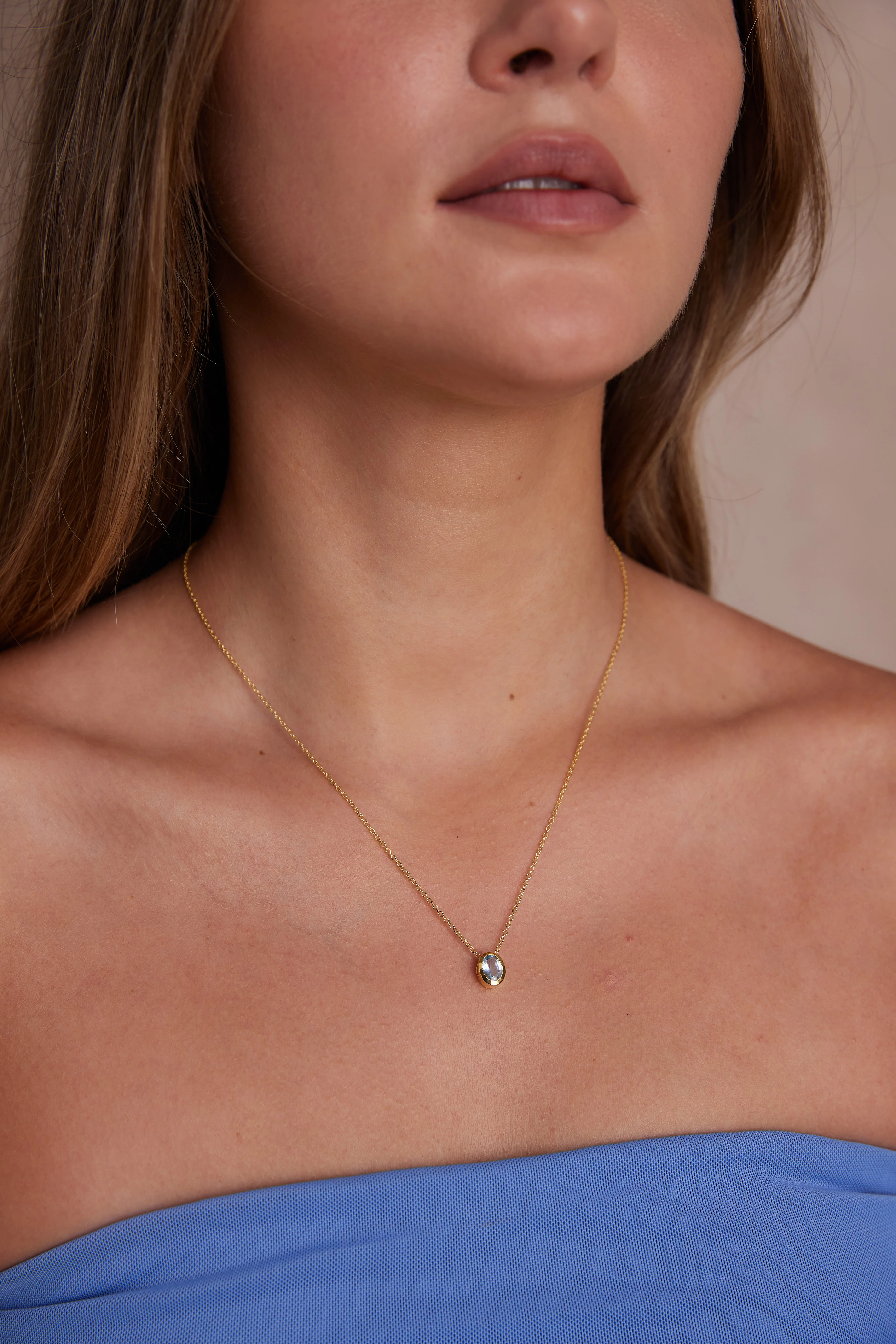 March Aquamarine Gold Birthstone Oval Charm - Image 2