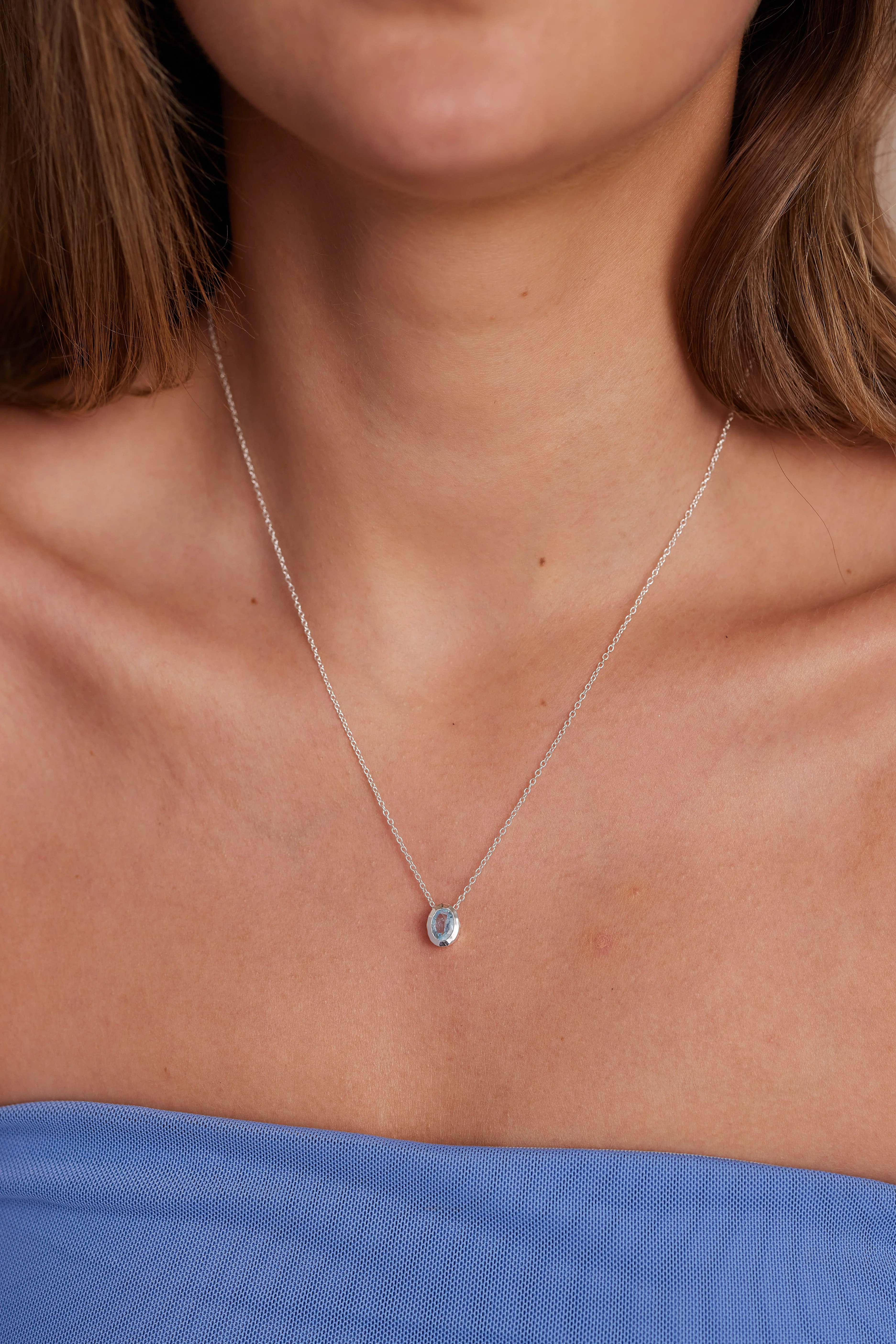 March Aquamarine Silver Birthstone Oval Charm - Image 2
