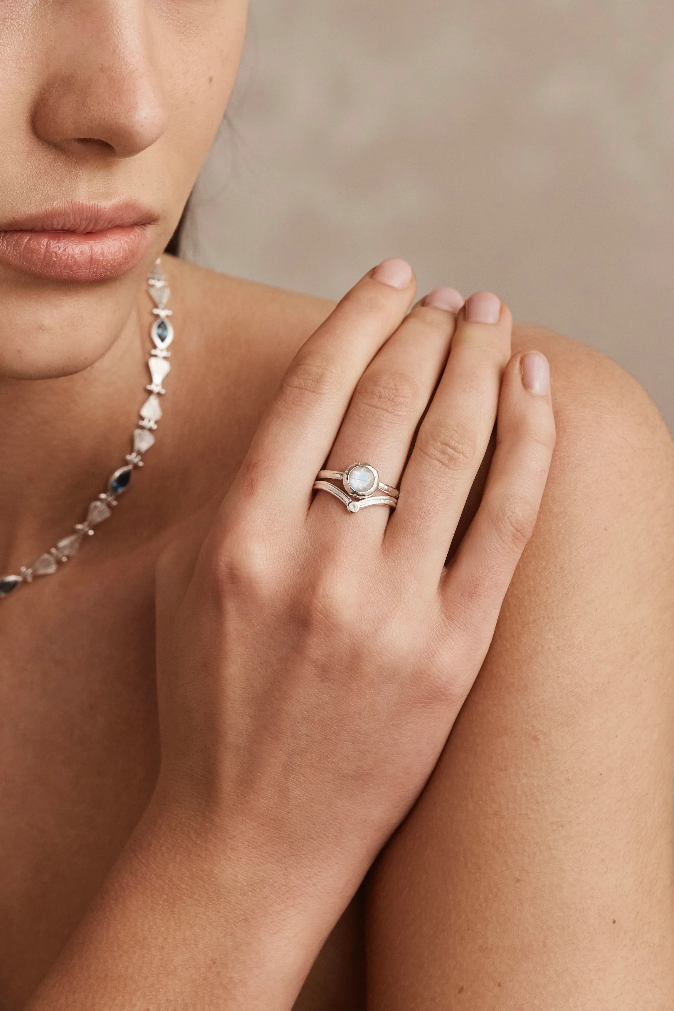 Marlow Moonstone Silver Stacker - Image 3