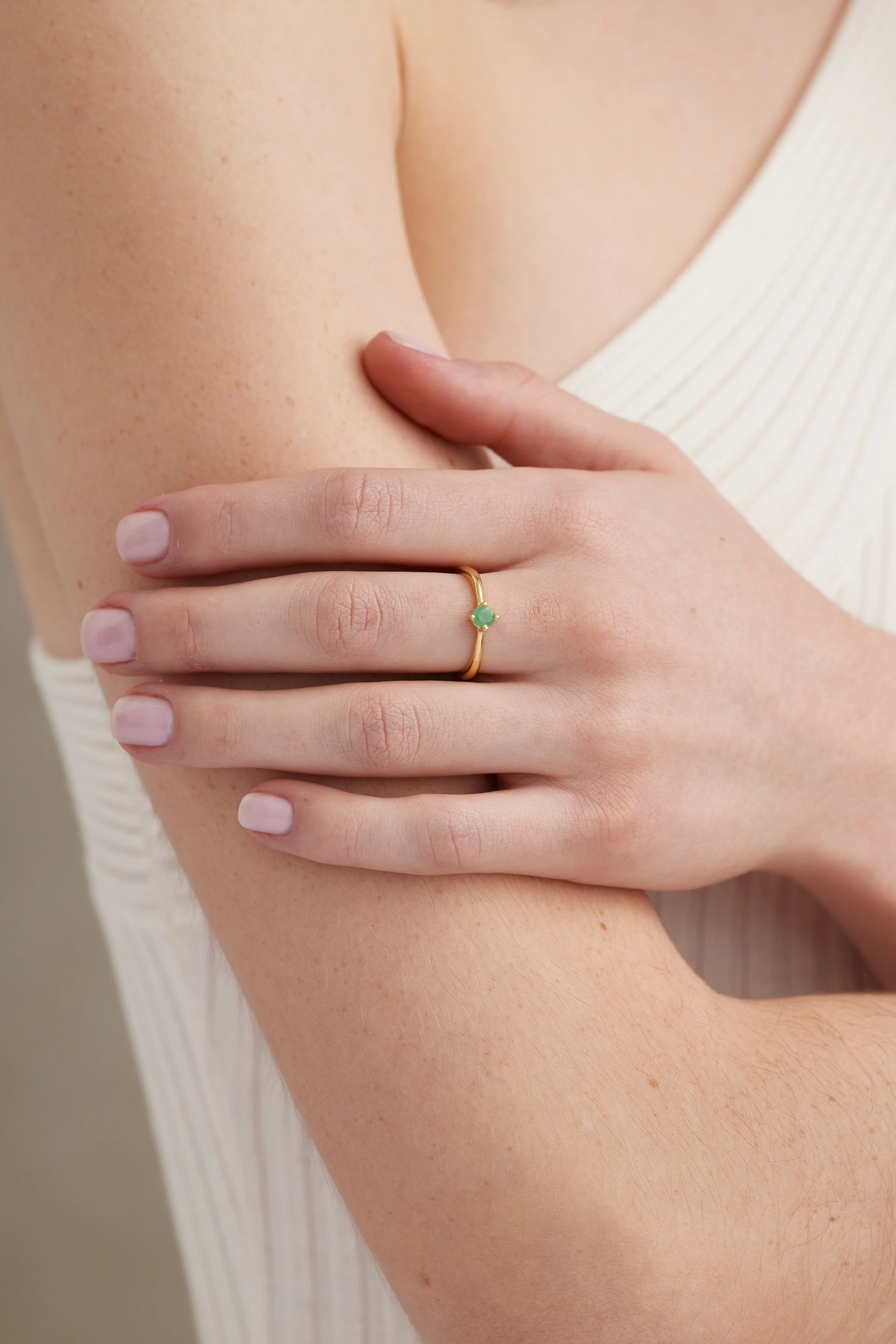 May Emerald Gold Birthstone Ring - Image 2