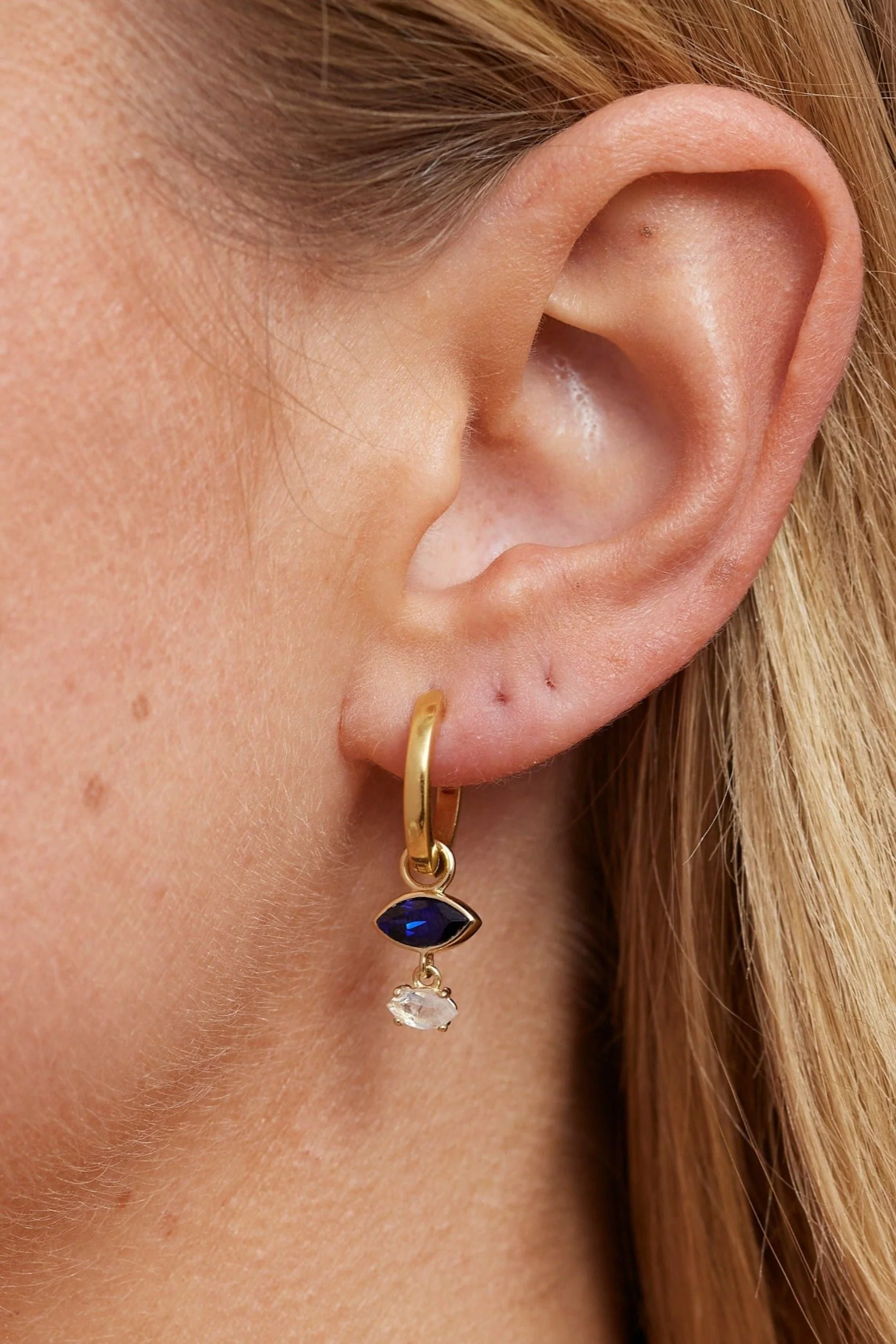 Mila Sapphire & Moonstone Gold Charm - Image 2