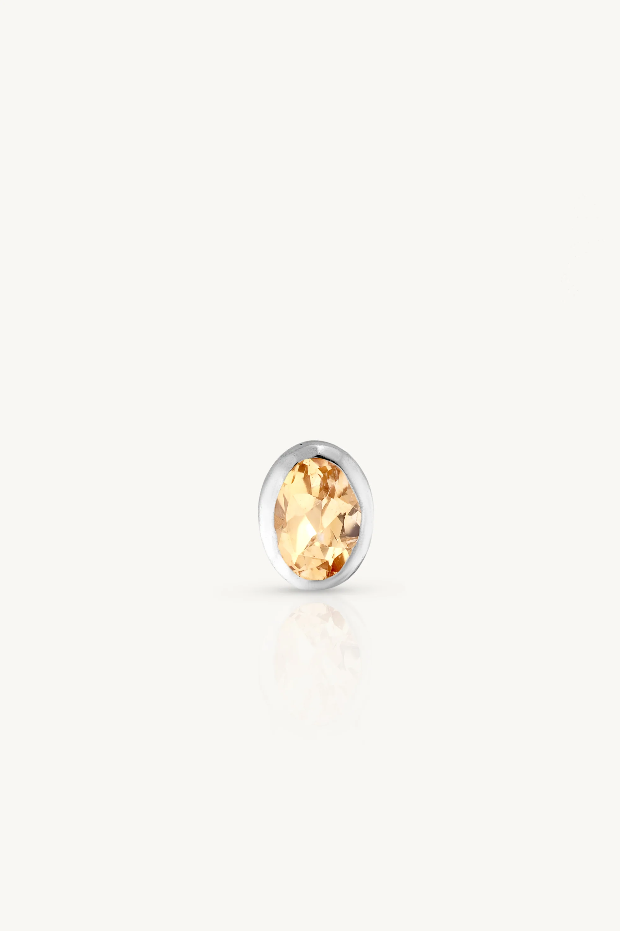 November Citrine Silver Birthstone Oval Charm