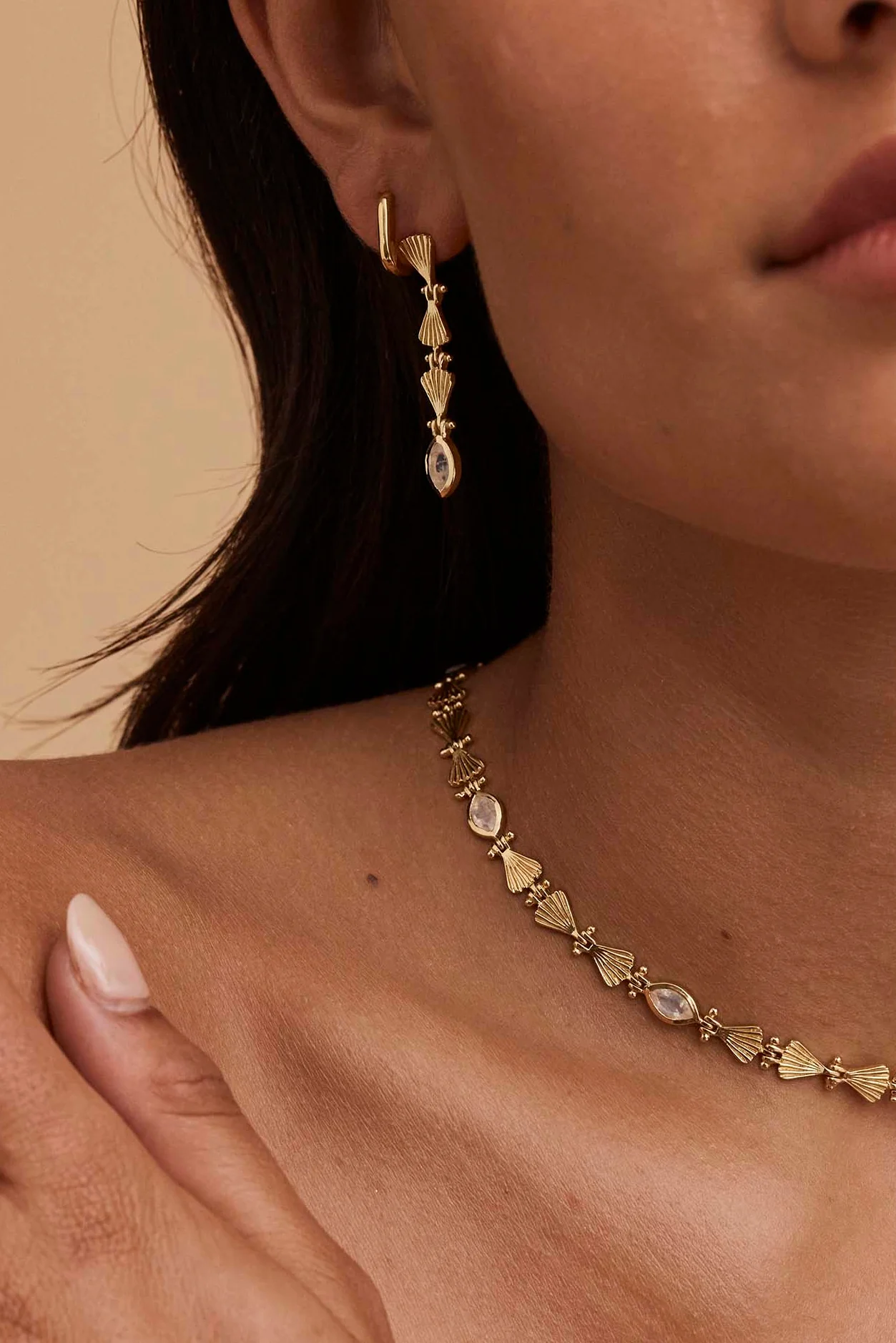 Octavia Moonstone Gold Earrings - Image 4