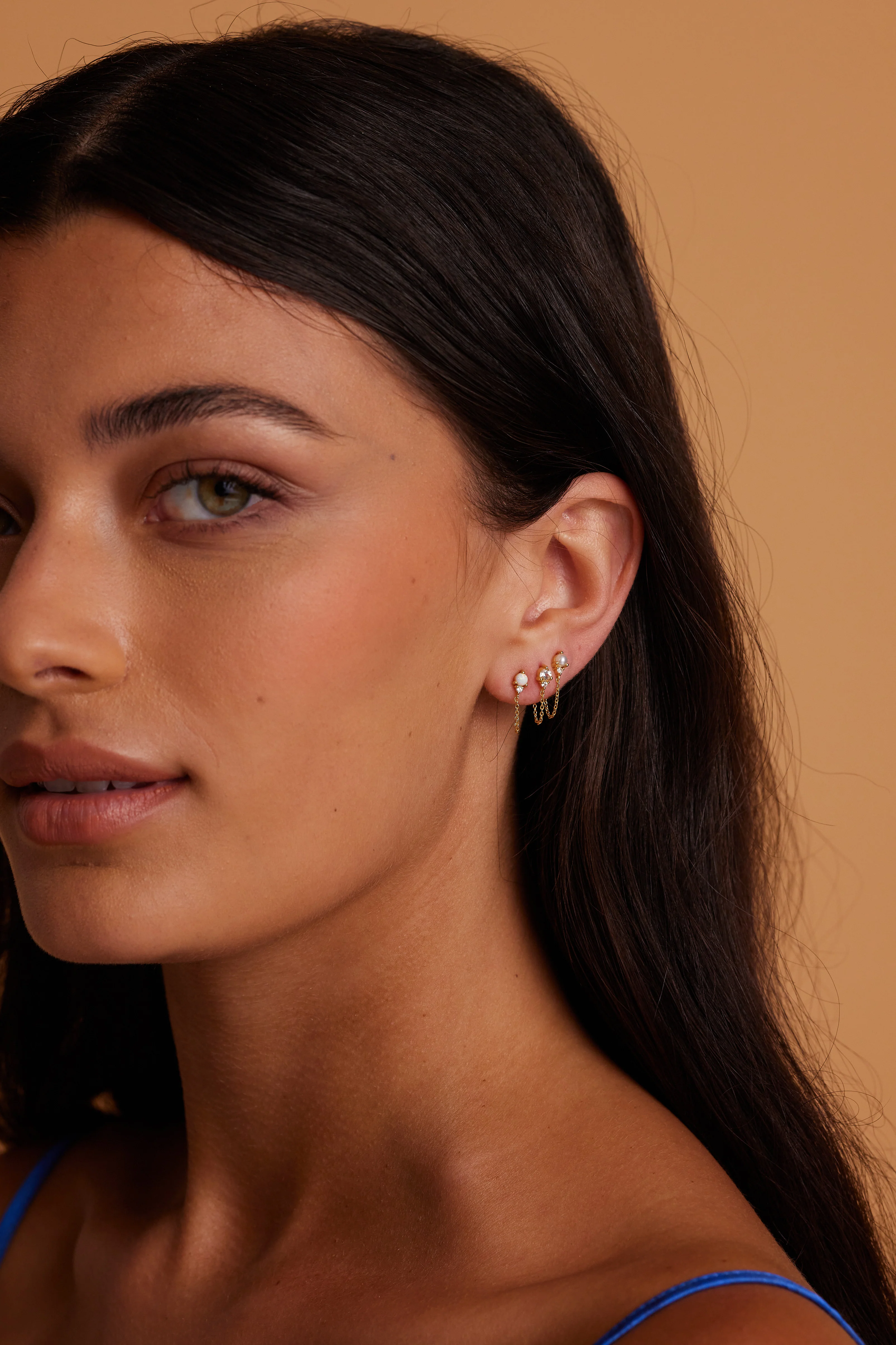 October Opal Birthstone Gold Stud - Image 3