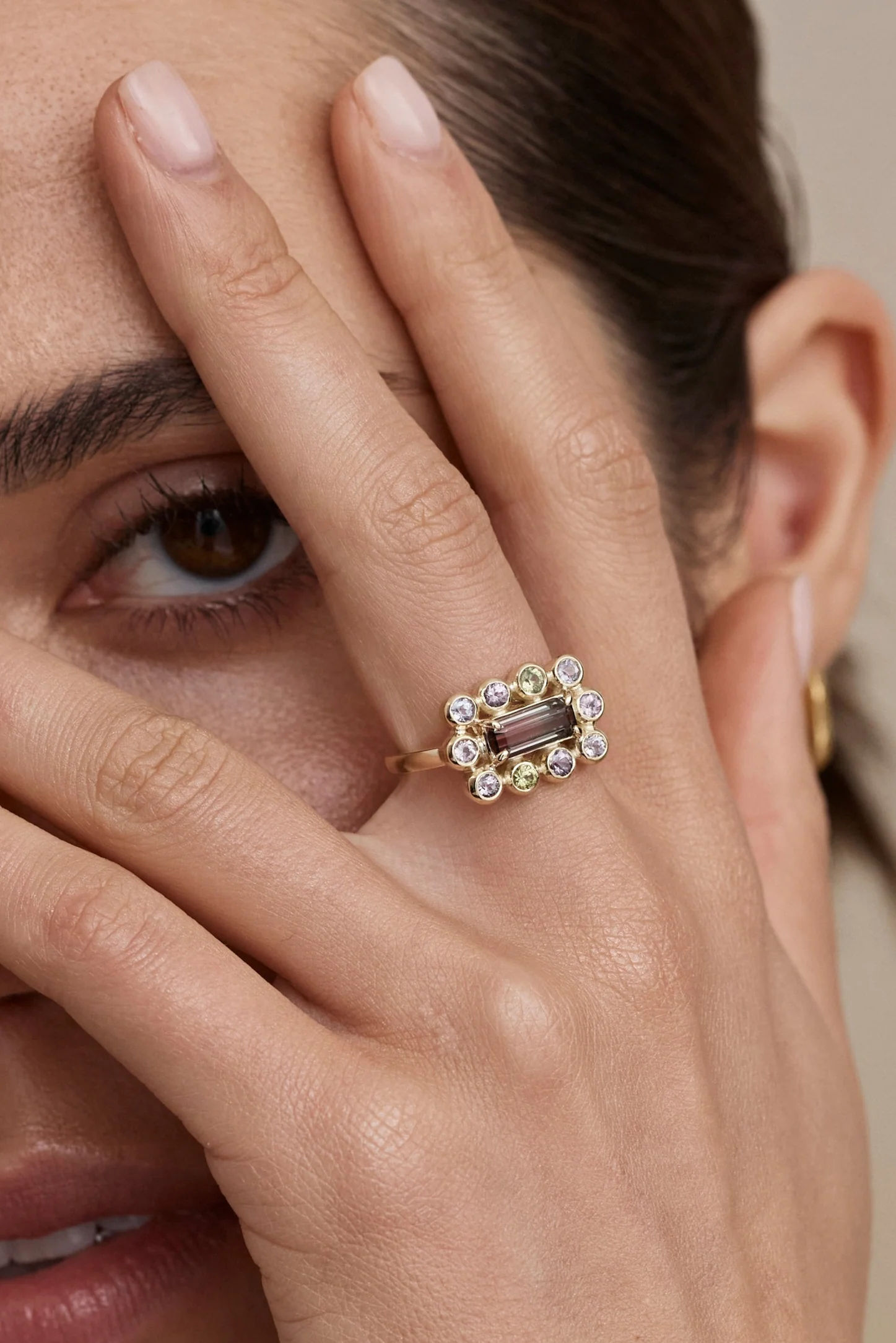 Tourmaline & Sapphire Halo Band - Image 2