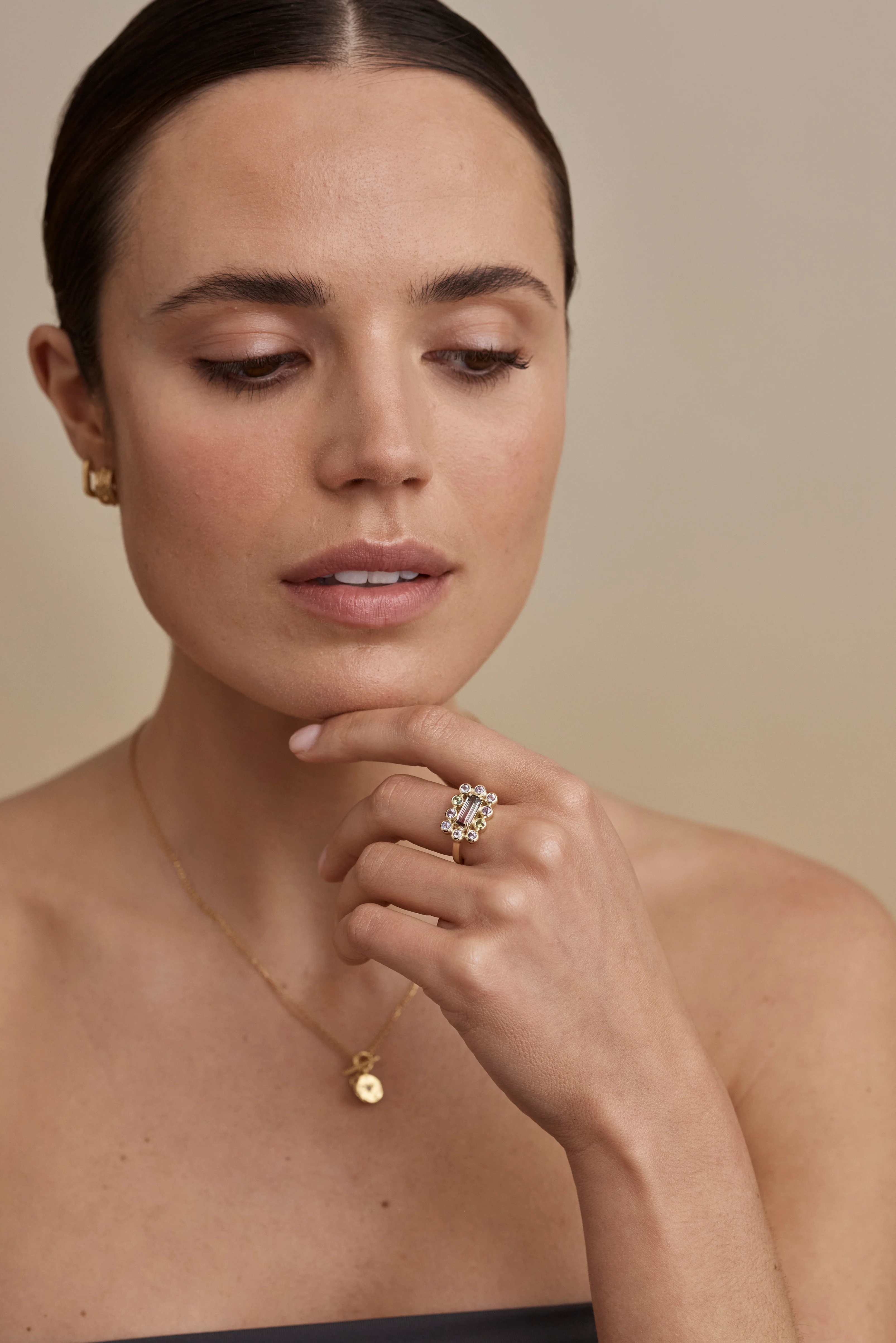 Tourmaline & Sapphire Halo Band - Image 4