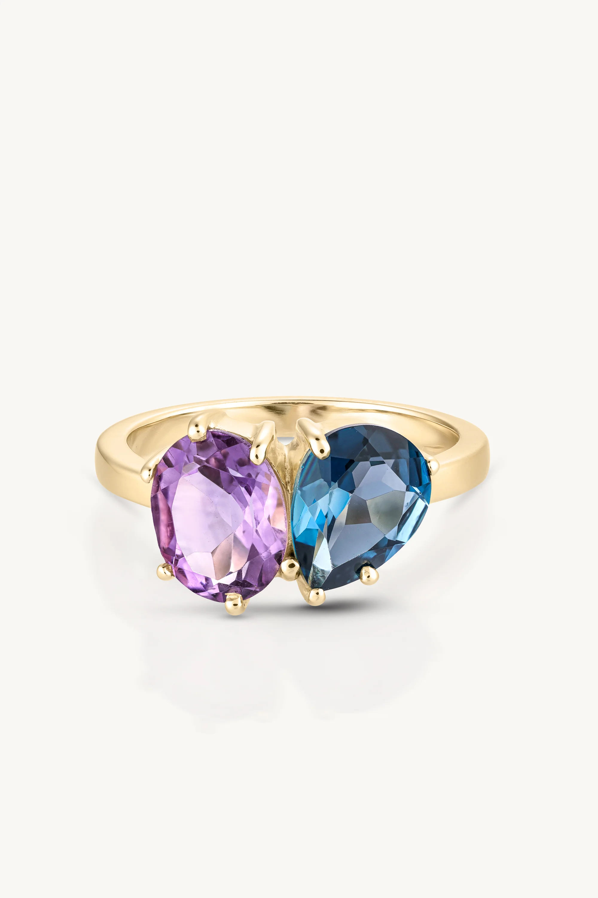 Tanzanite & Sapphire 14k Yellow Gold Twin Band
