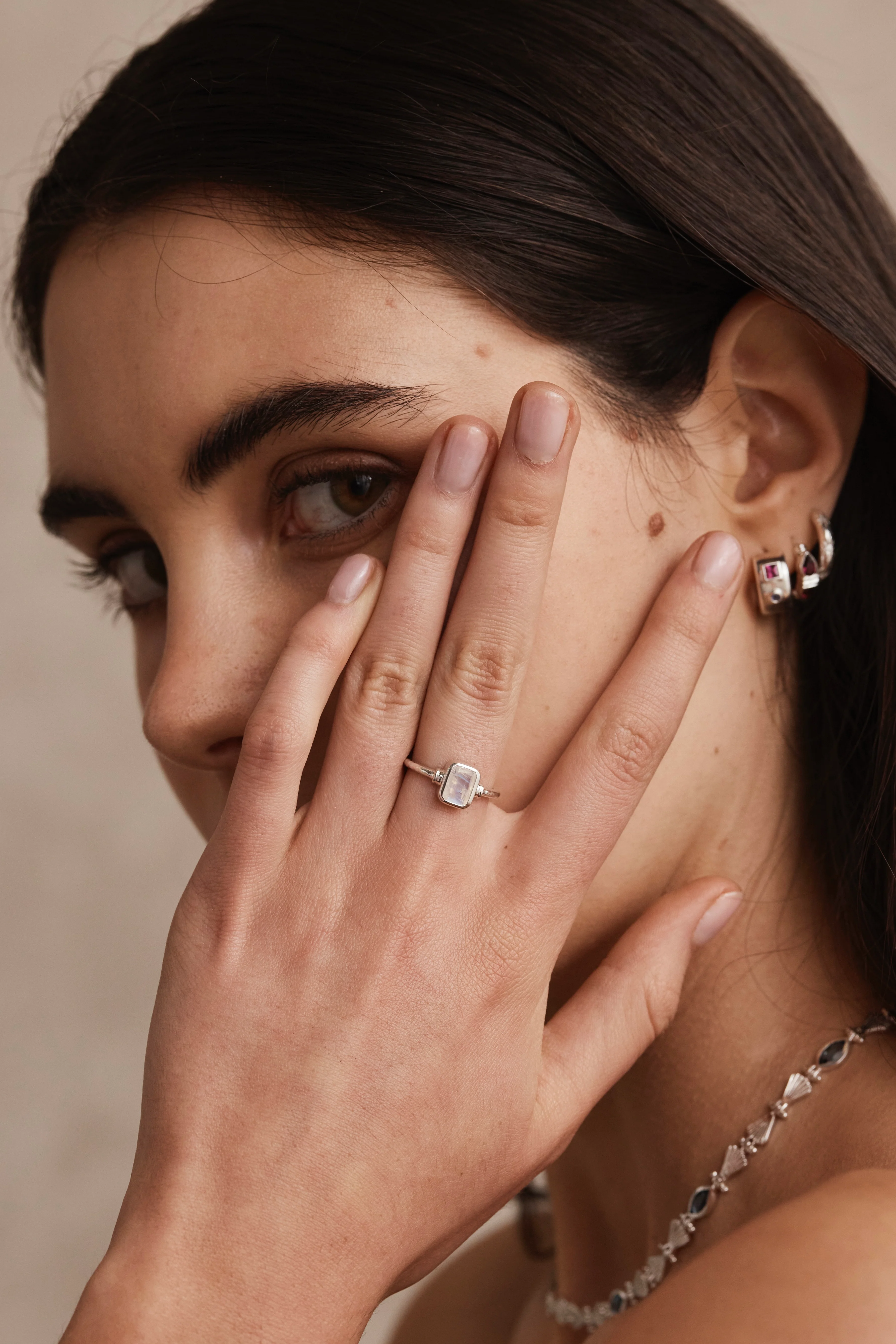 Romy Moonstone Silver Stacker - Image 5