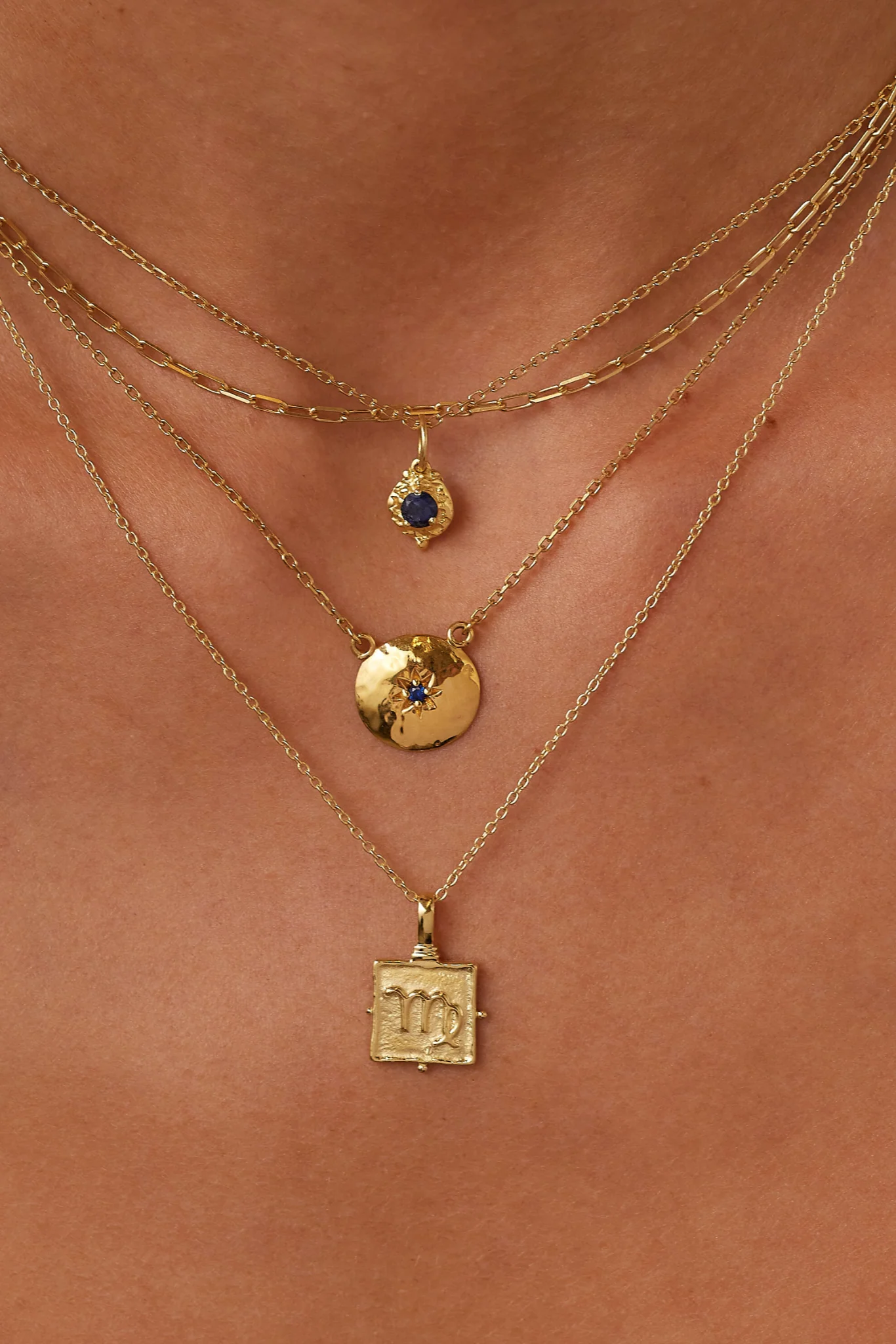 September Sapphire Gold Birthstone Necklace Charm - Image 3