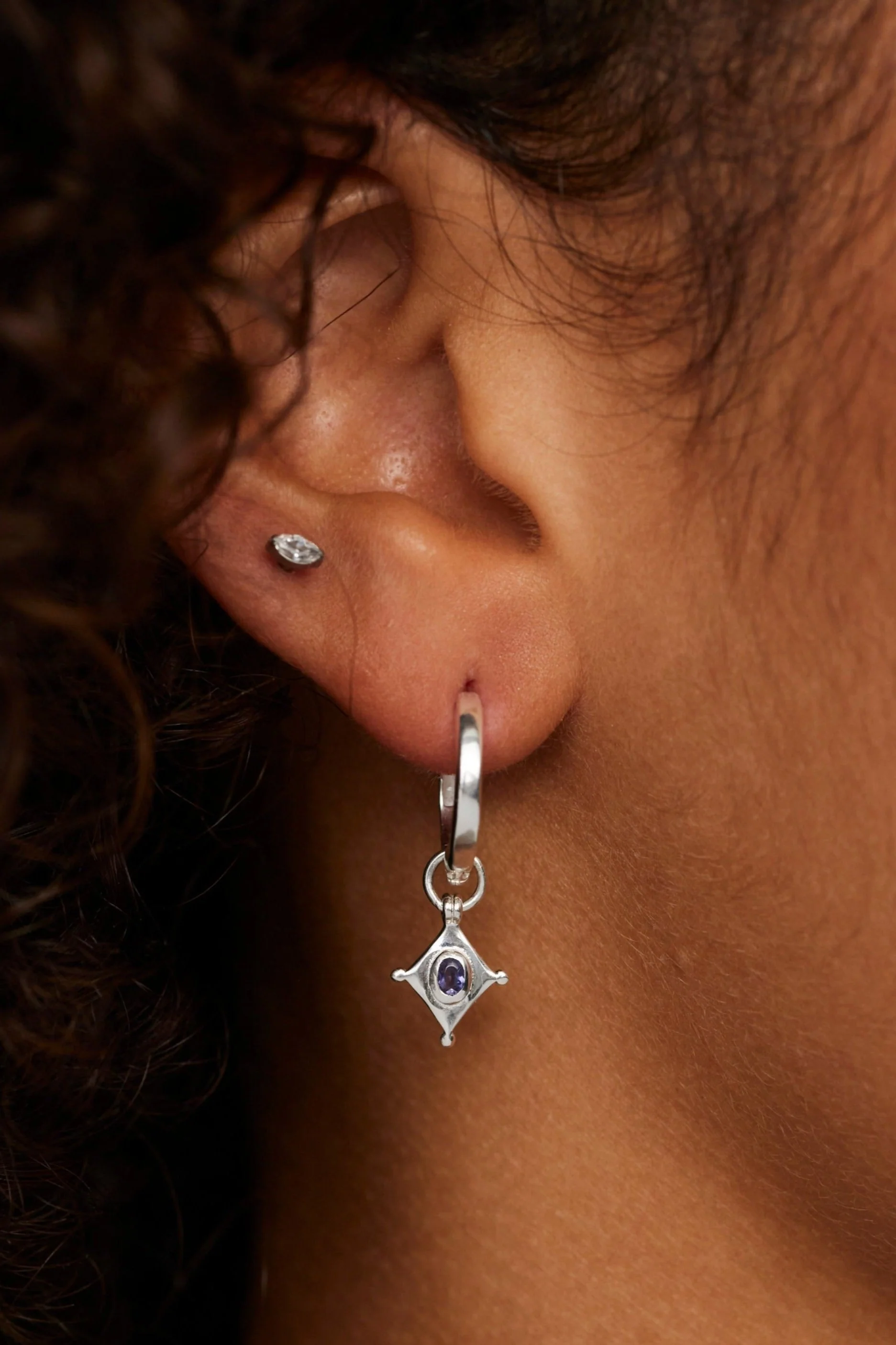 Shield Silver Iolite Charm - Image 2