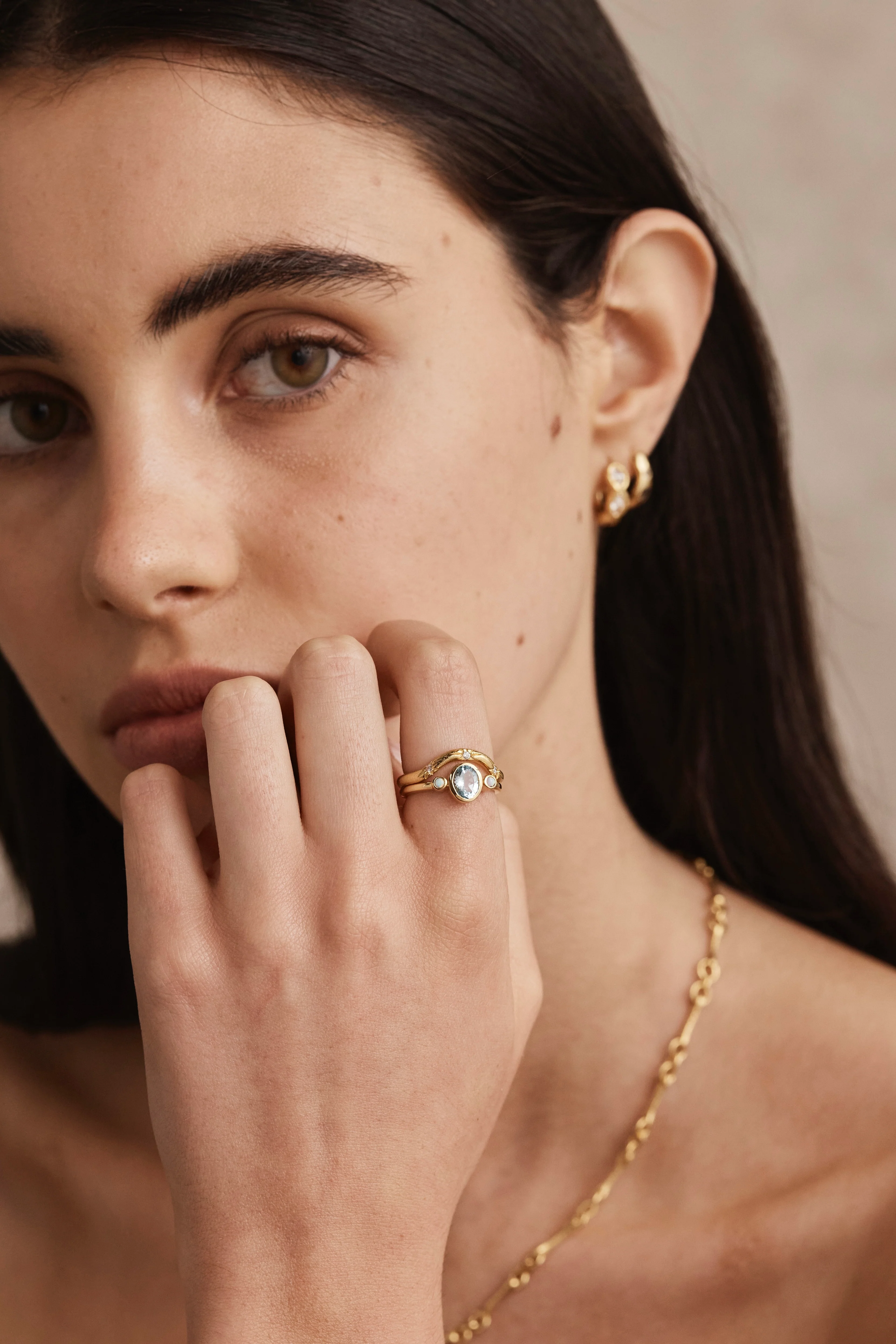 Sophia Sky Blue Topaz Gold Stacker - Image 2