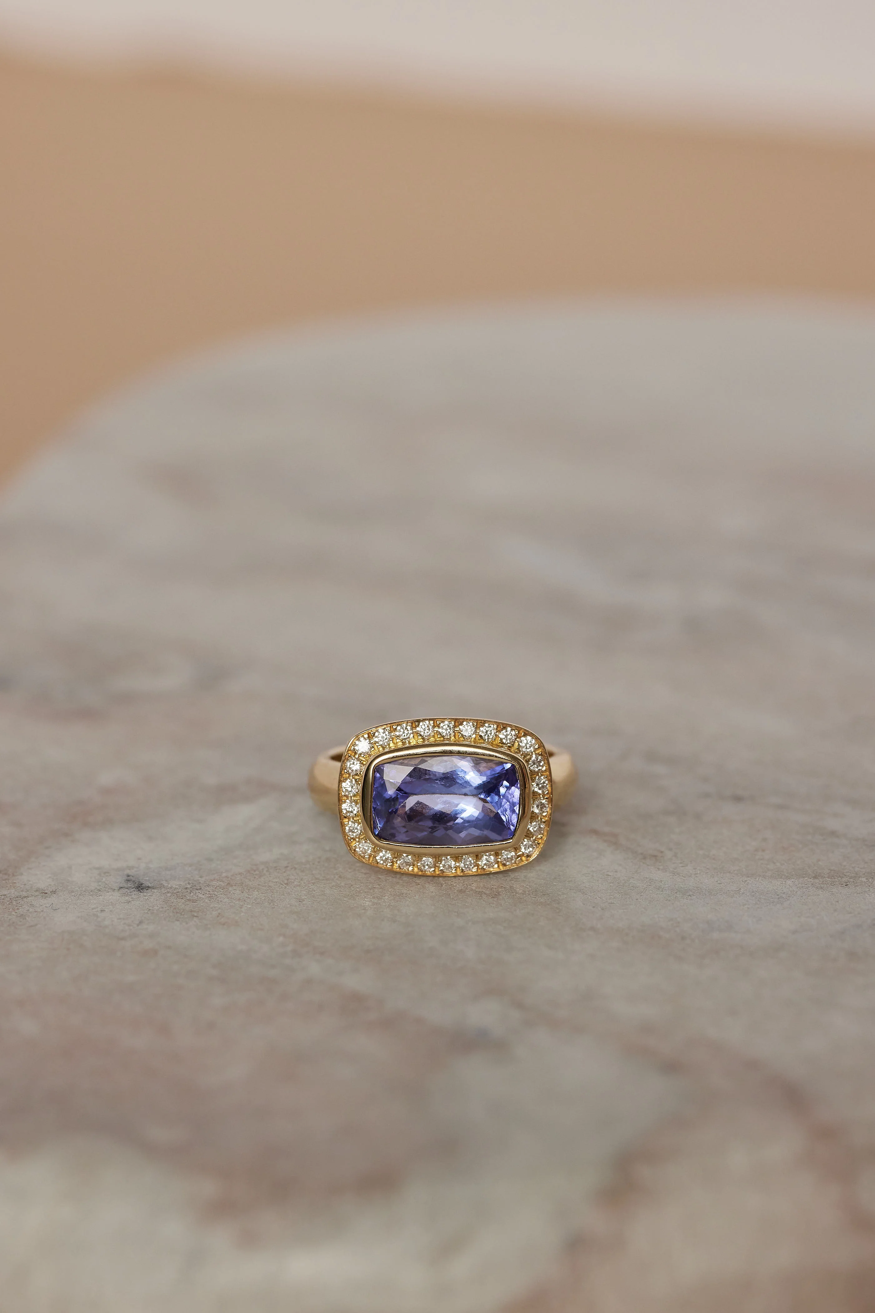 Tanzanite & Diamond 14K Yellow Gold Band - Image 5