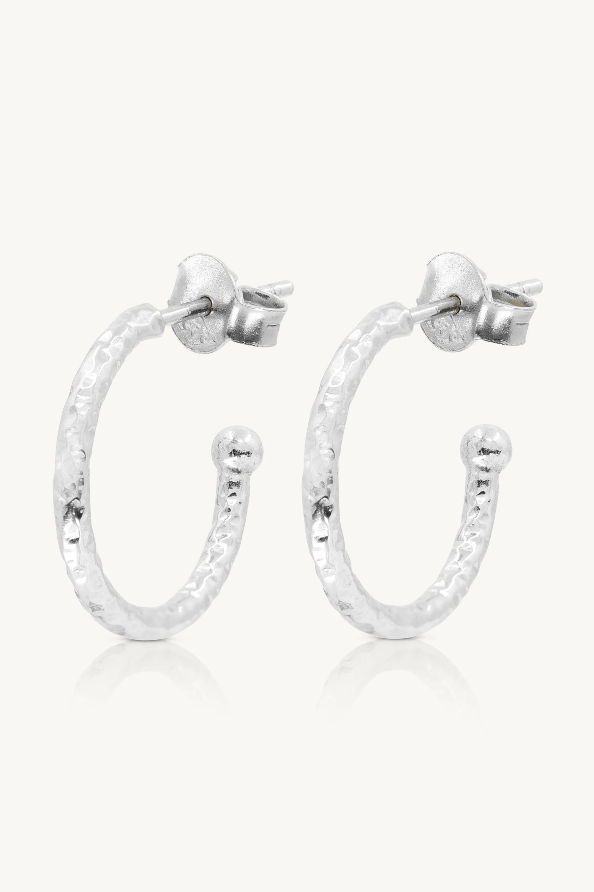 Textured Silver Hoops - Large