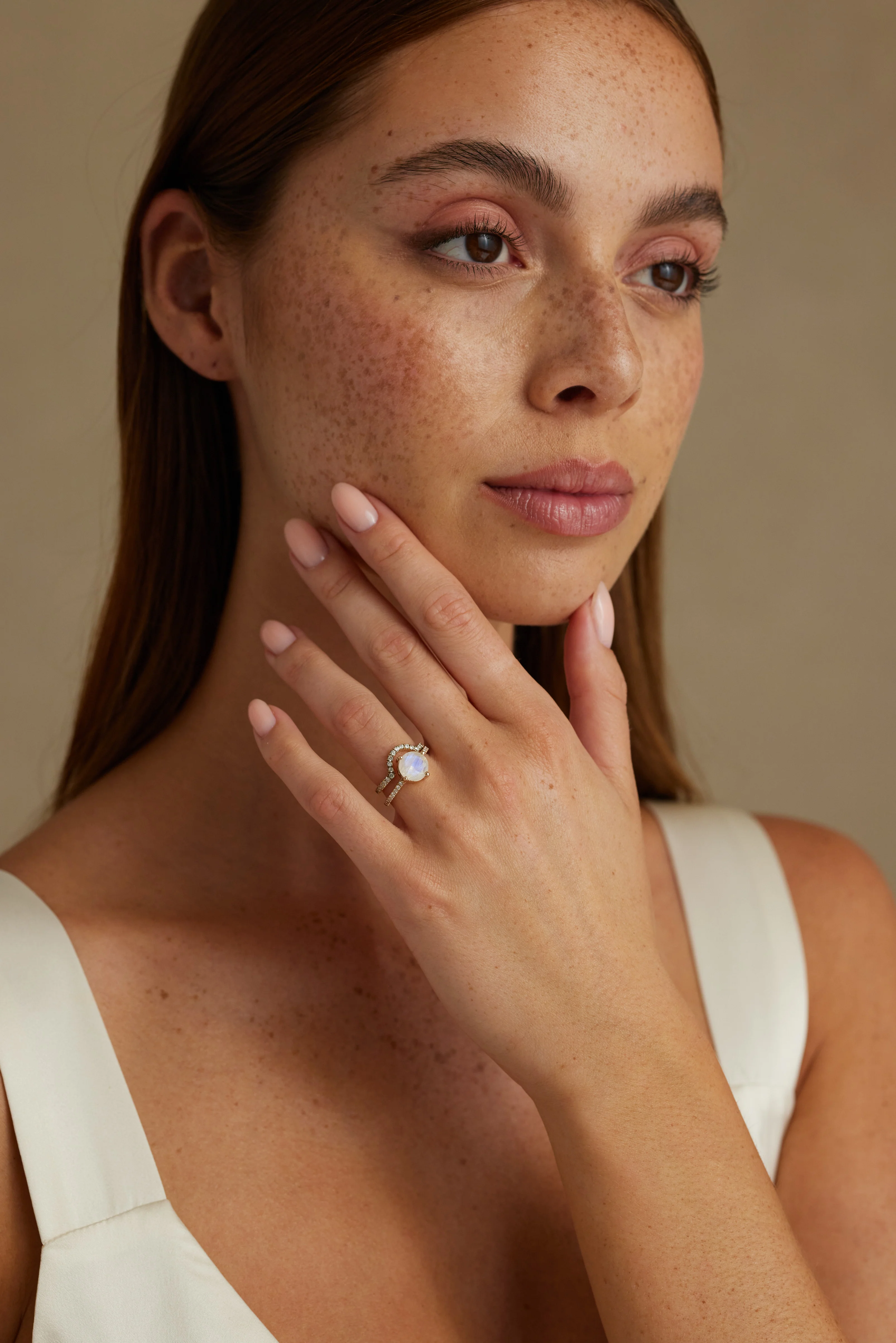 Yellow Gold Pave Crescent Band - Image 3