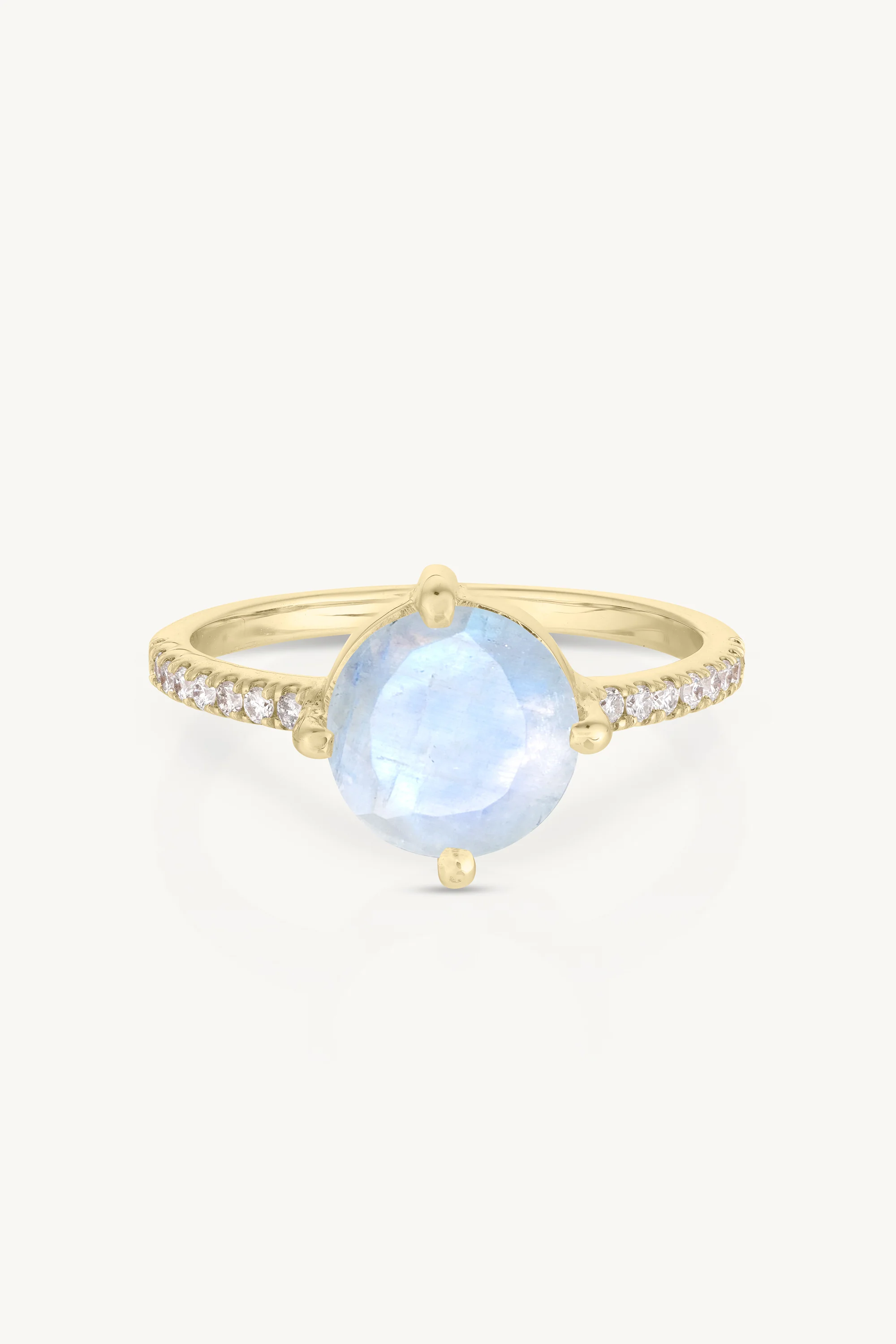 Yellow Gold Moonstone Solitaire Ring